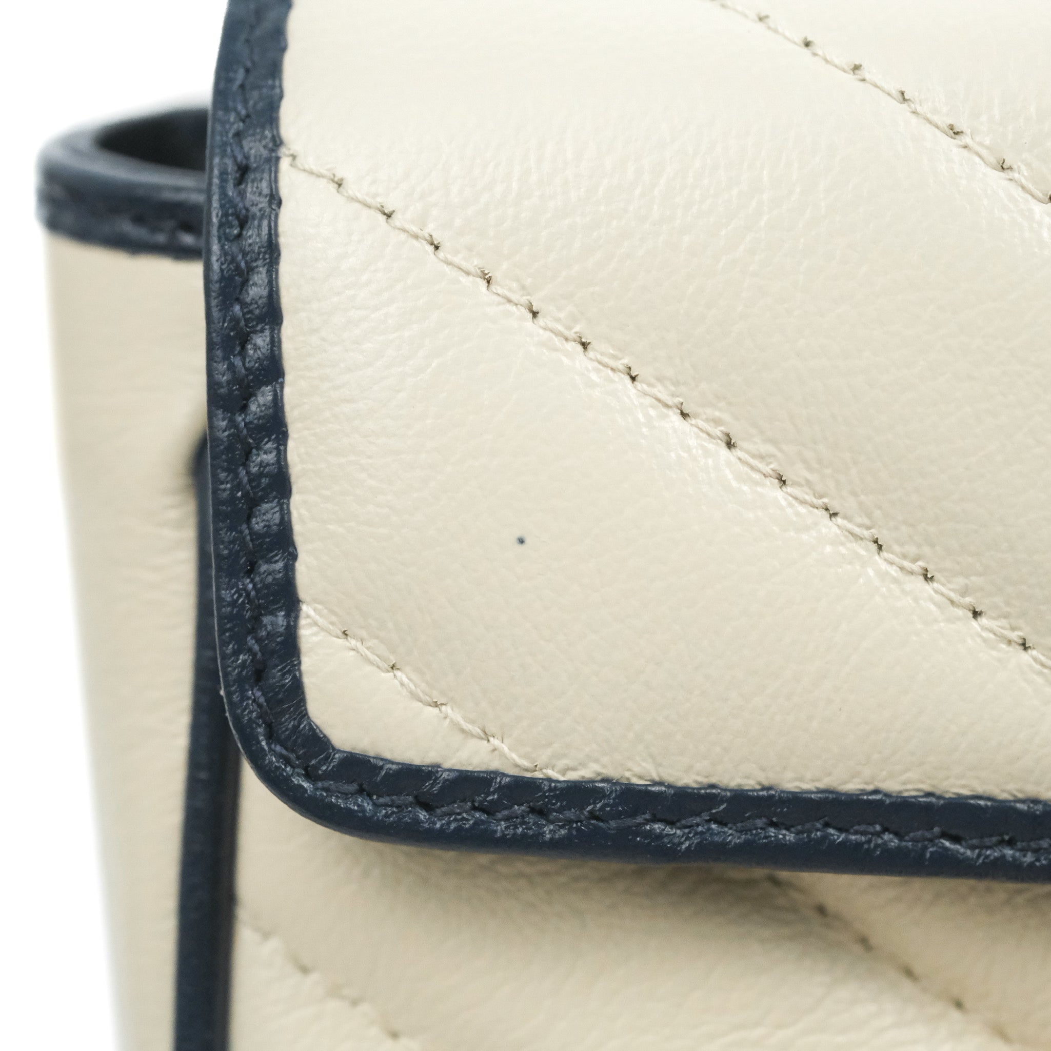 Gucci GG Marmont Matelassé Leather Super Mini Bag Navy White