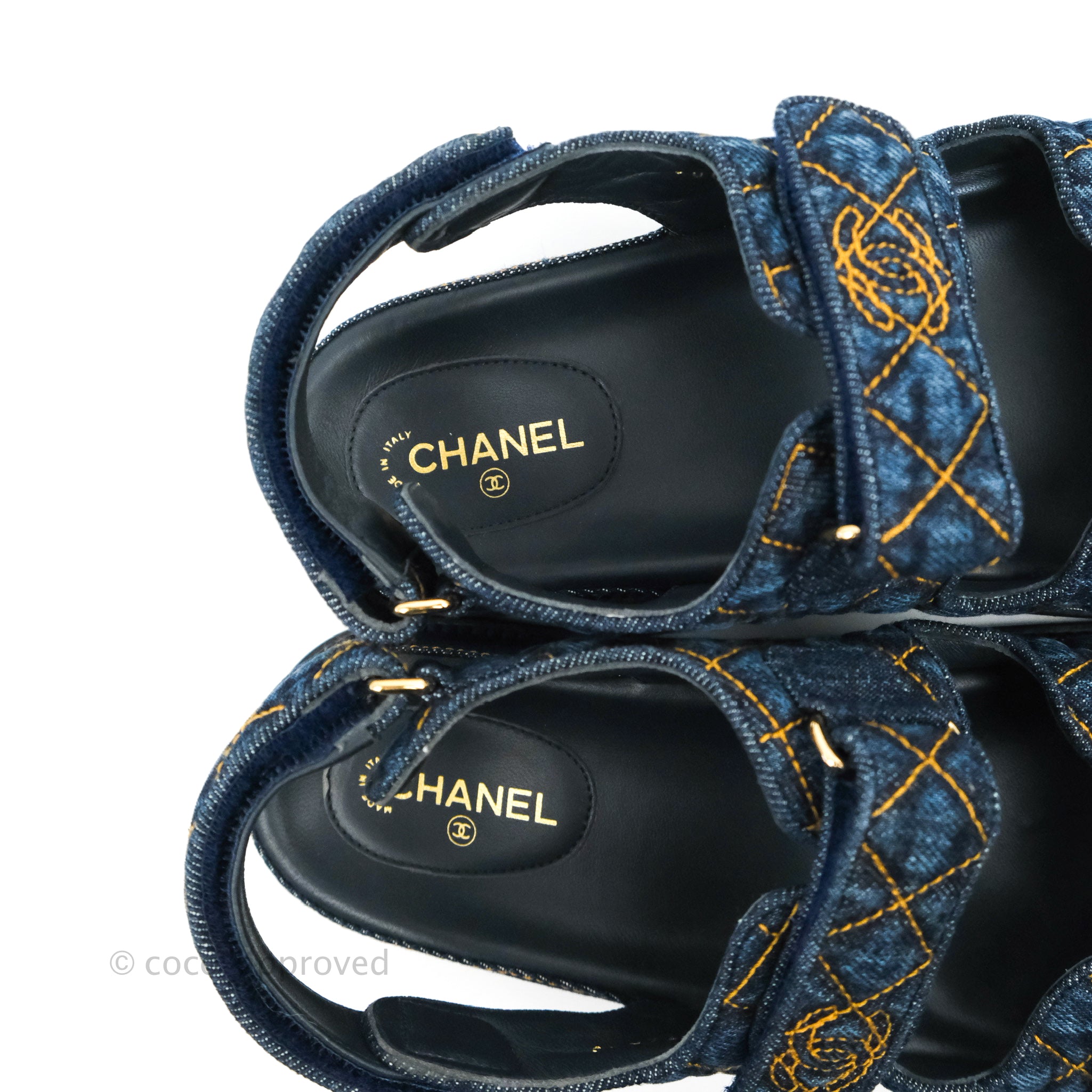Chanel Denim Dad Sandals Size 38.5 – Coco Approved Studio