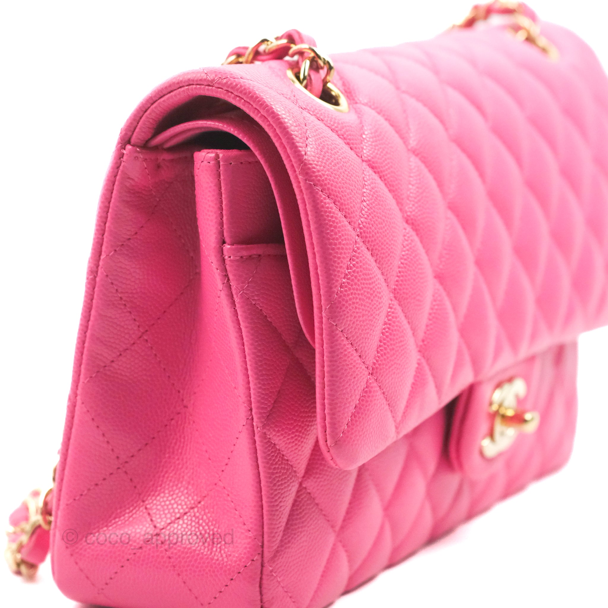 Chanel Classic Quilted M/L Medium Flap Pink Caviar Gold Hardware
