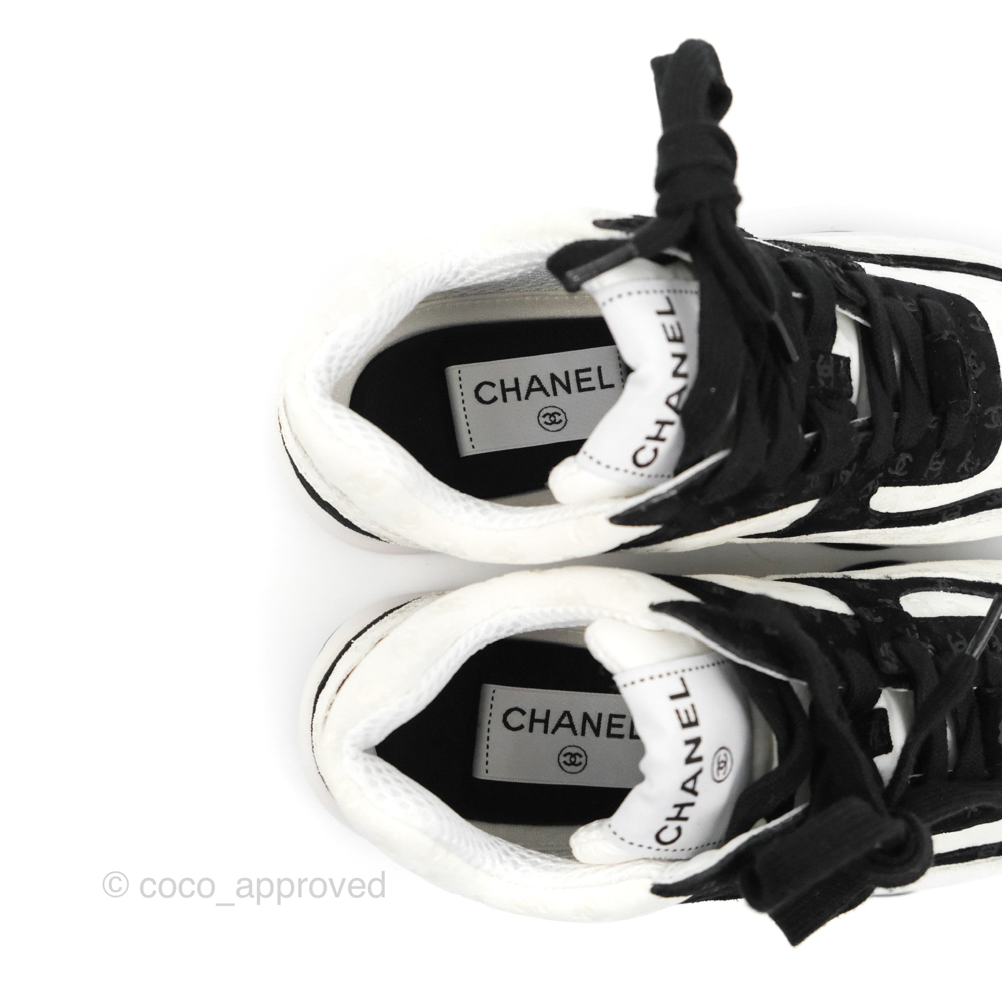 white and grey chanel sneakers