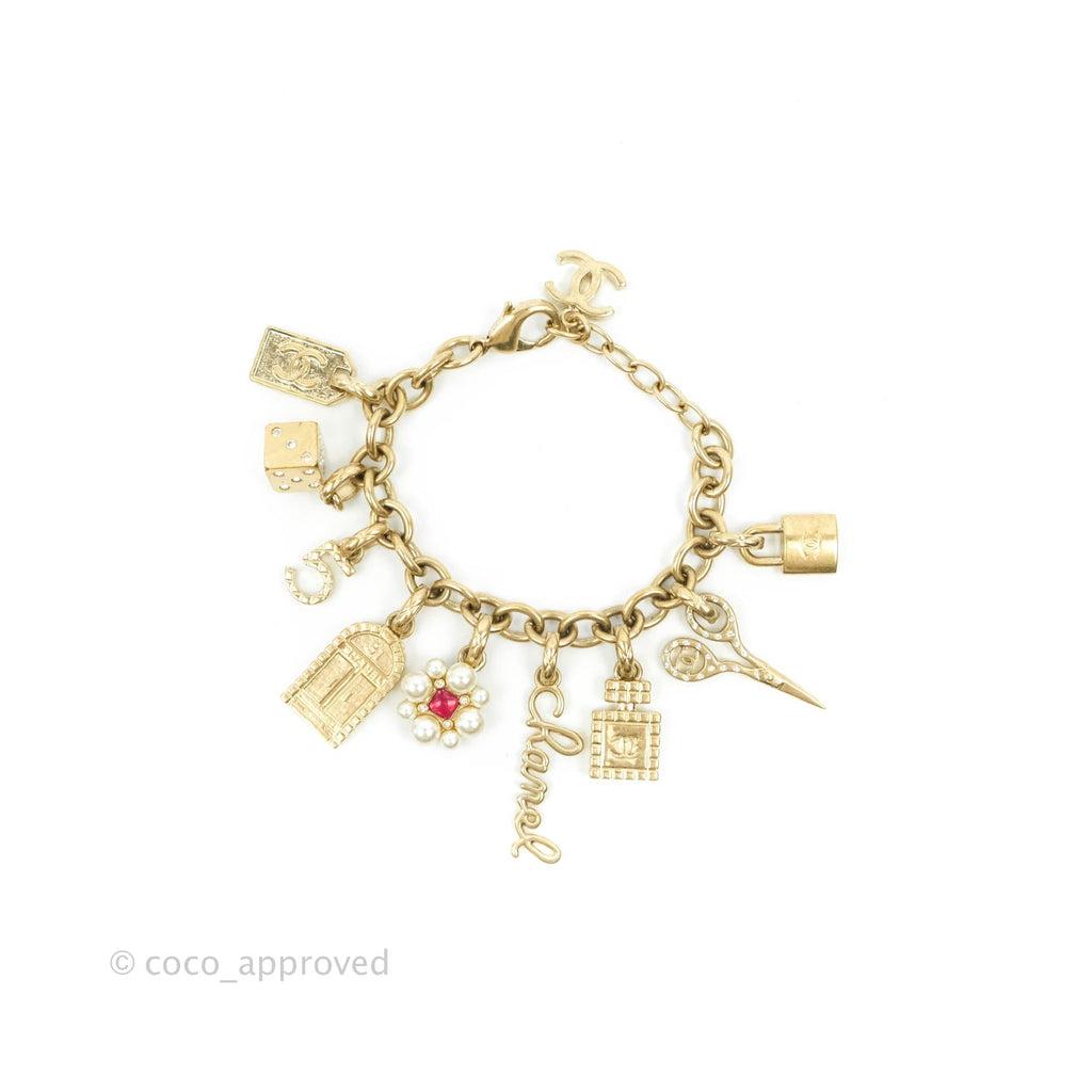 Chanel Chain Bracelet with Charms Gold Tone 21P