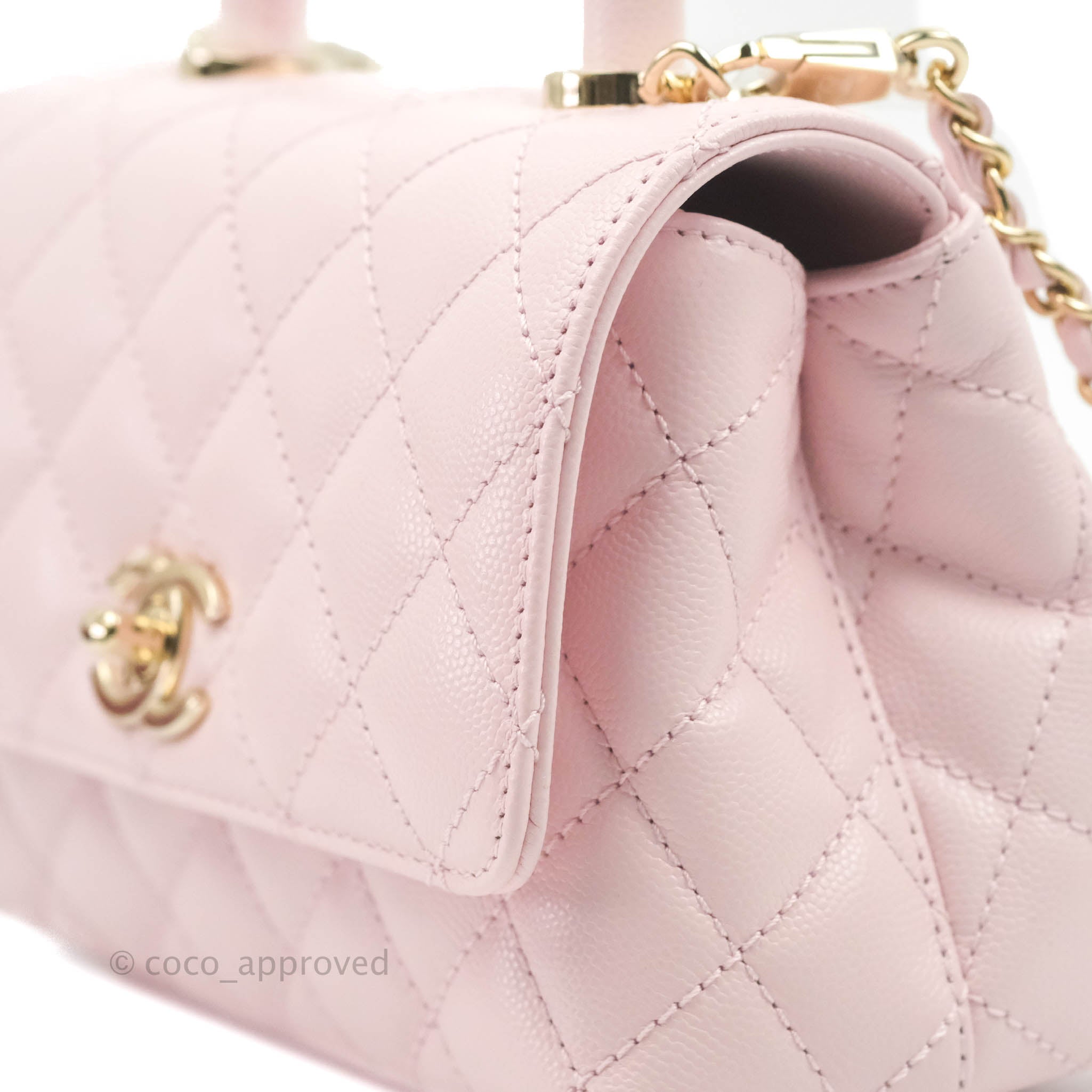 Chanel Carry Me Top Handle Flap Bag Pink Caviar Aged Gold Hardware 23S –  Coco Approved Studio