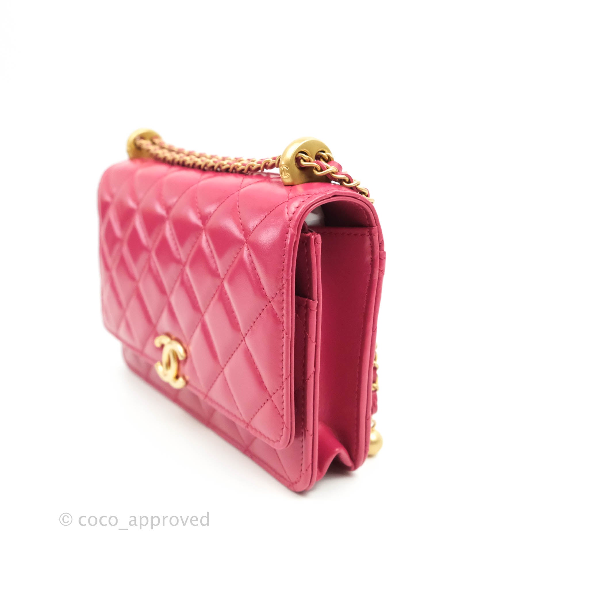 Chanel Mini Quilted Wallet On Chain WOC Caviar Iridescent Pink Gold Ha –  Coco Approved Studio