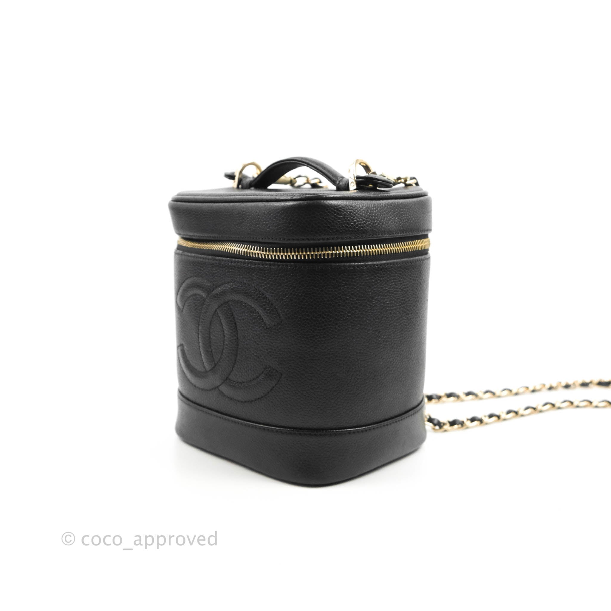 Chanel * 1991-1994 Vanity Box Shoulder Bag Micro Black Caviar