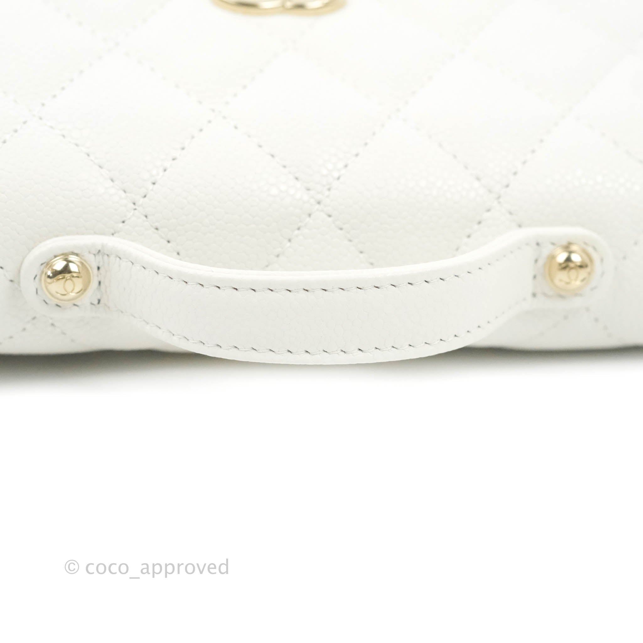 CHANEL Caviar Quilted Business Affinity Clutch With Chain Flap White  1112317