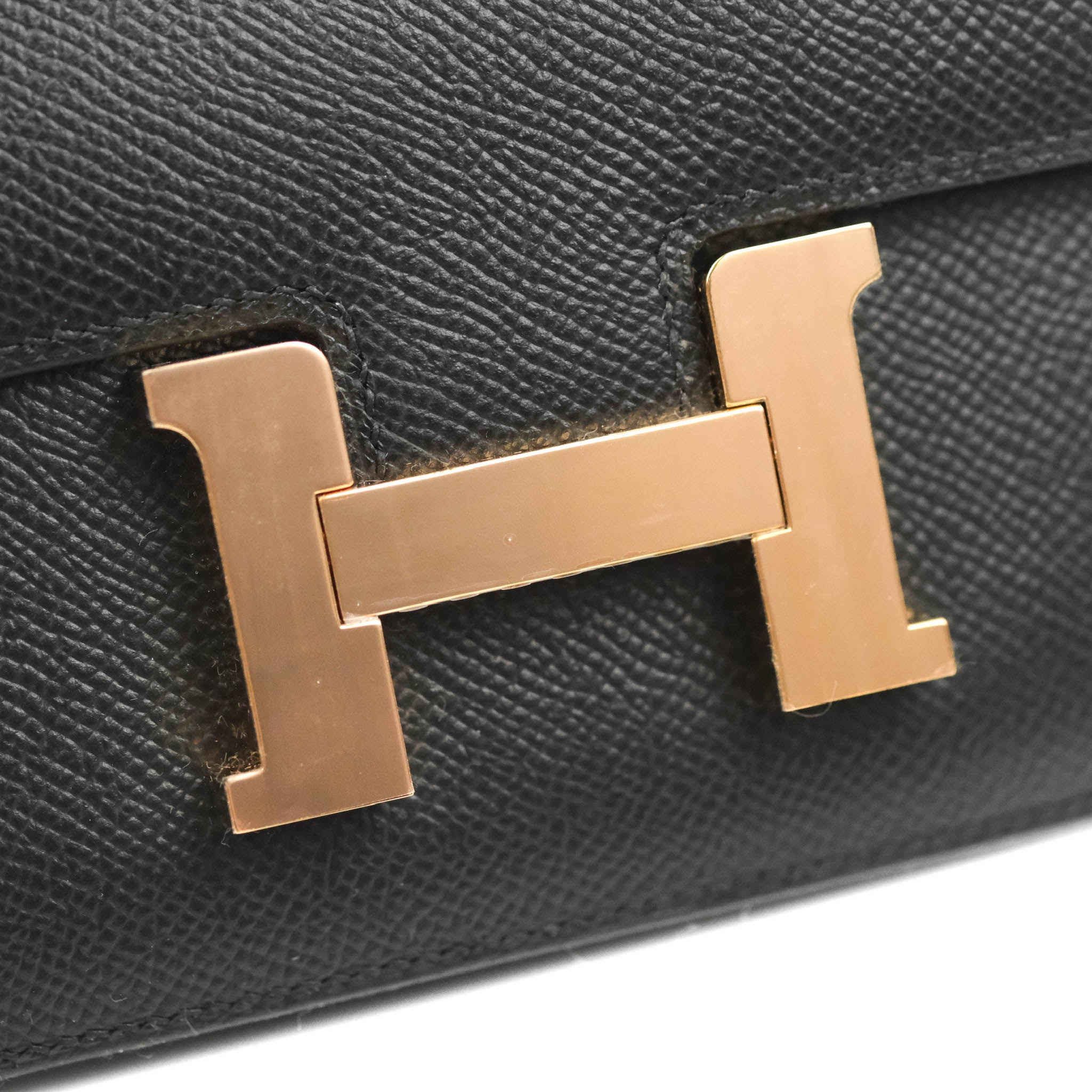 Hermes Black Epsom Constance Long Wallet Clutch Gold Hardware