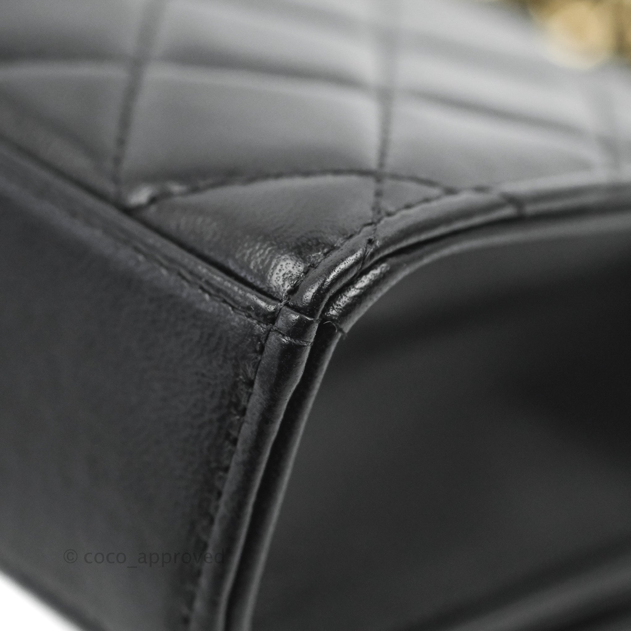 CHANEL 2.55 Double Flap Medium Chain Shoulder Bag Black Lambskin