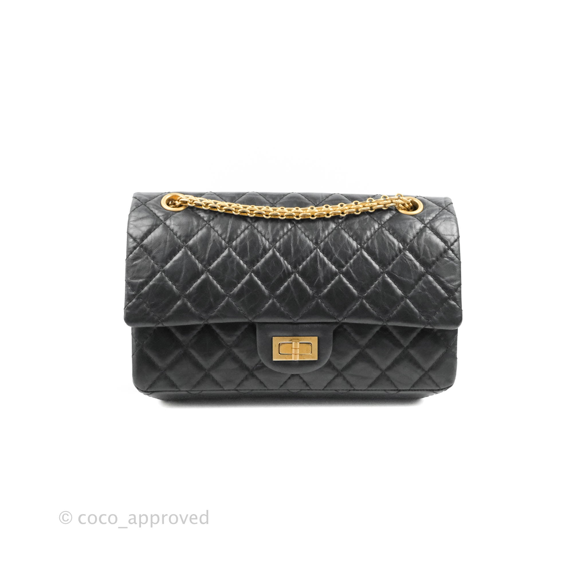 Chanel Reissue 225 Quilted Flap Black Aged Calfskin Aged Gold Hardware –  Coco Approved Studio