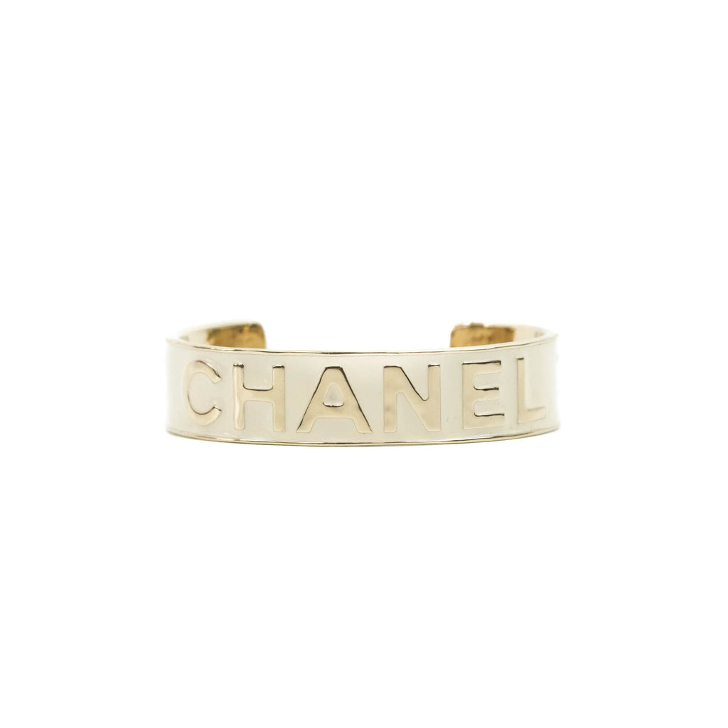 Chanel CC Logo Gold Tone Bracelet Size S 22S