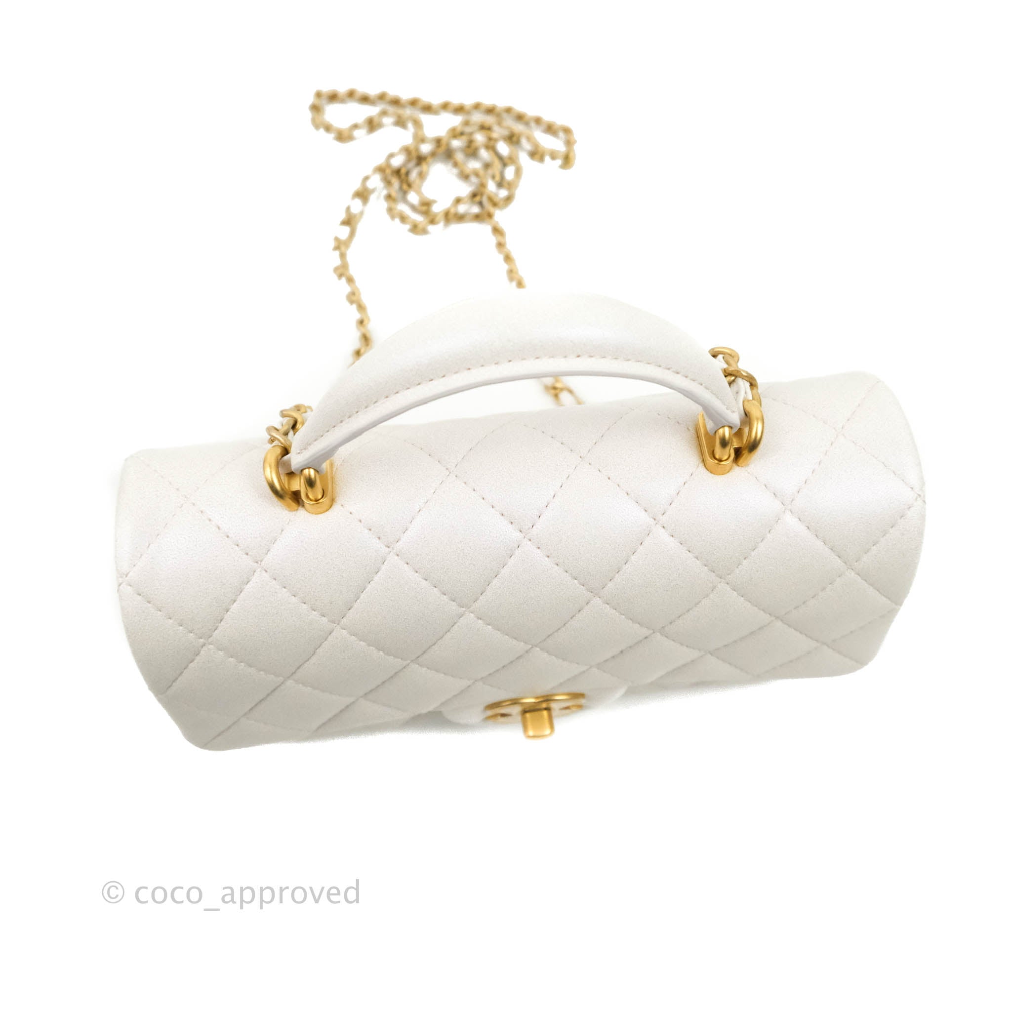 CHANEL, Bags, Brand New 223 Coco Chanel Chain Handle White Caviar Handbag