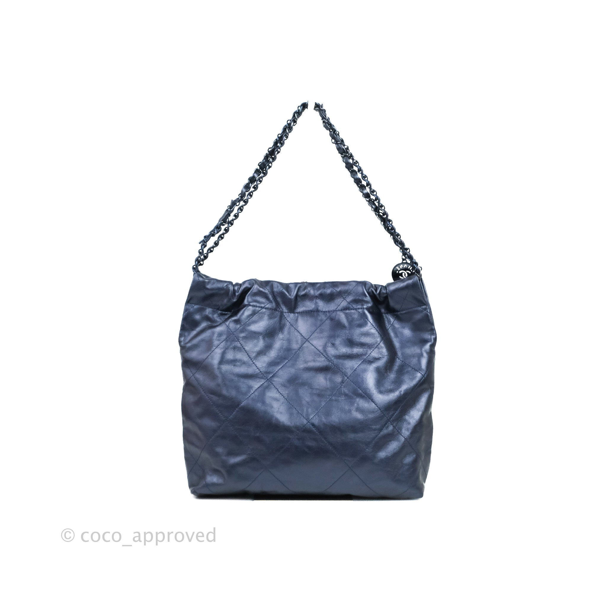 Chanel 22 Small Metallic Midnight Blue Aged Calfskin Midnight Blue/Sil –  Coco Approved Studio