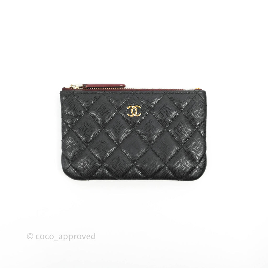 Chanel Quilted Mini O case Black Caviar Gold Hardware