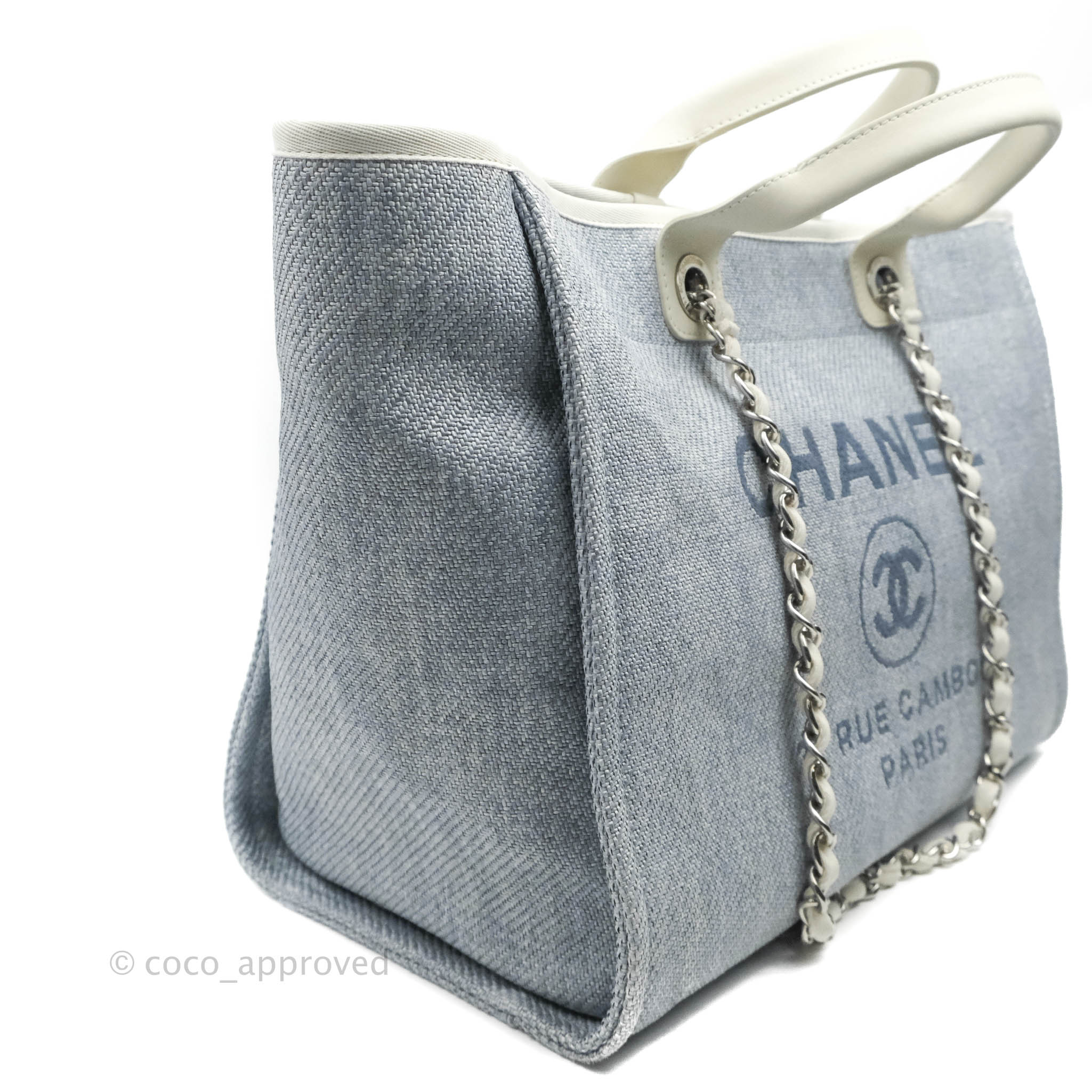 Chanel Large Deauville Light Blue Canvas Silver Hardware – Coco Approved  Studio