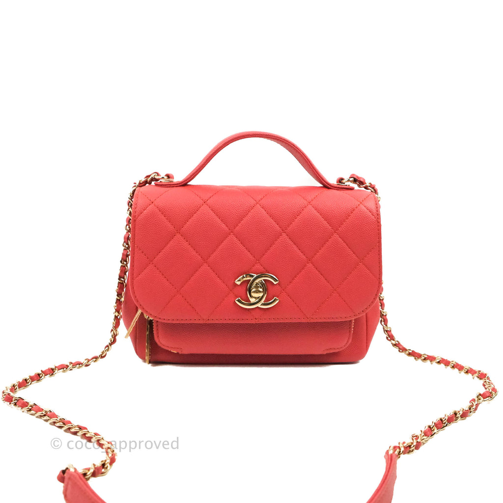Chanel Quilted Small Business Affinity Flap Red Caviar Gold Hardware