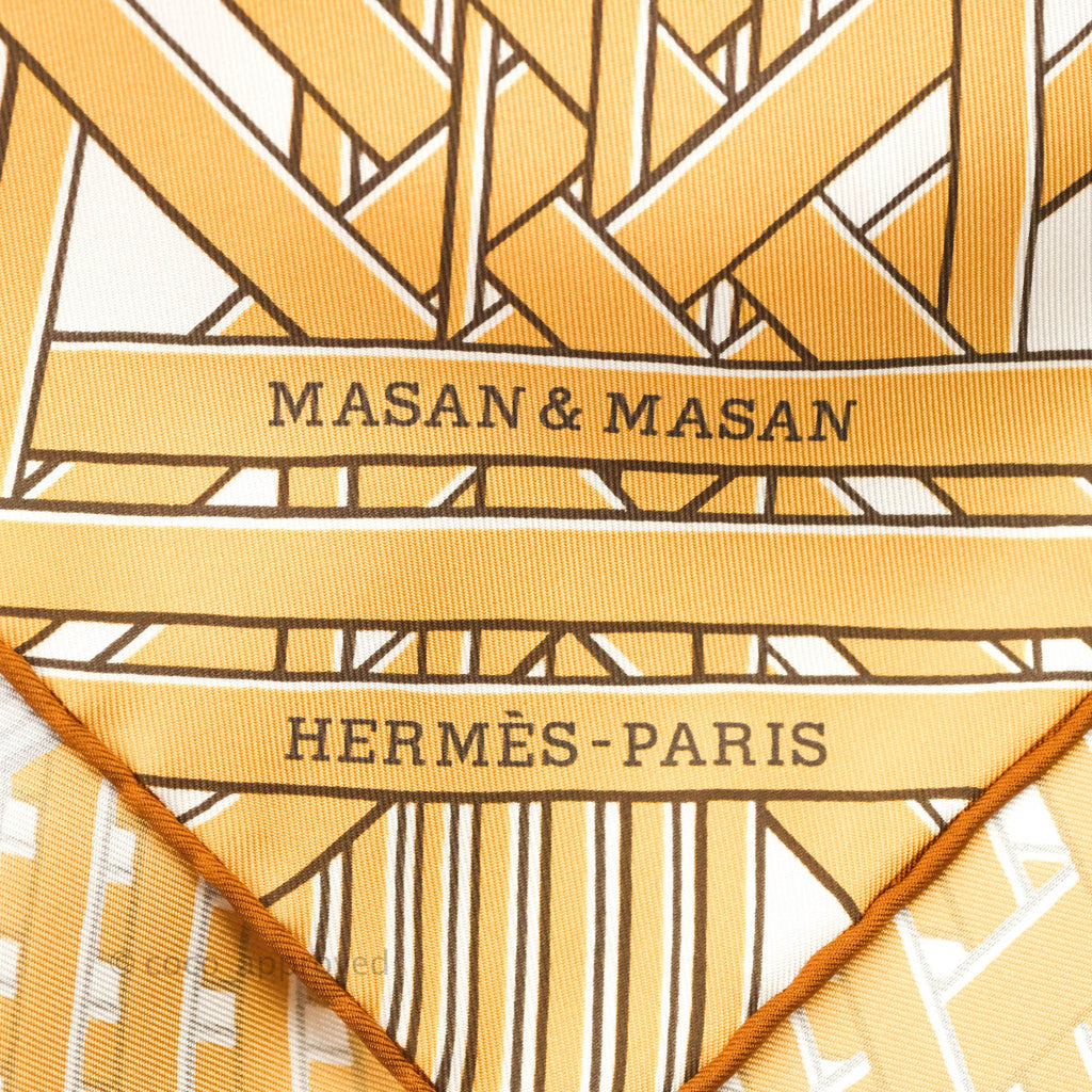 Hermès Masan & Masan scarf 90 Blanc/Beige/Gris