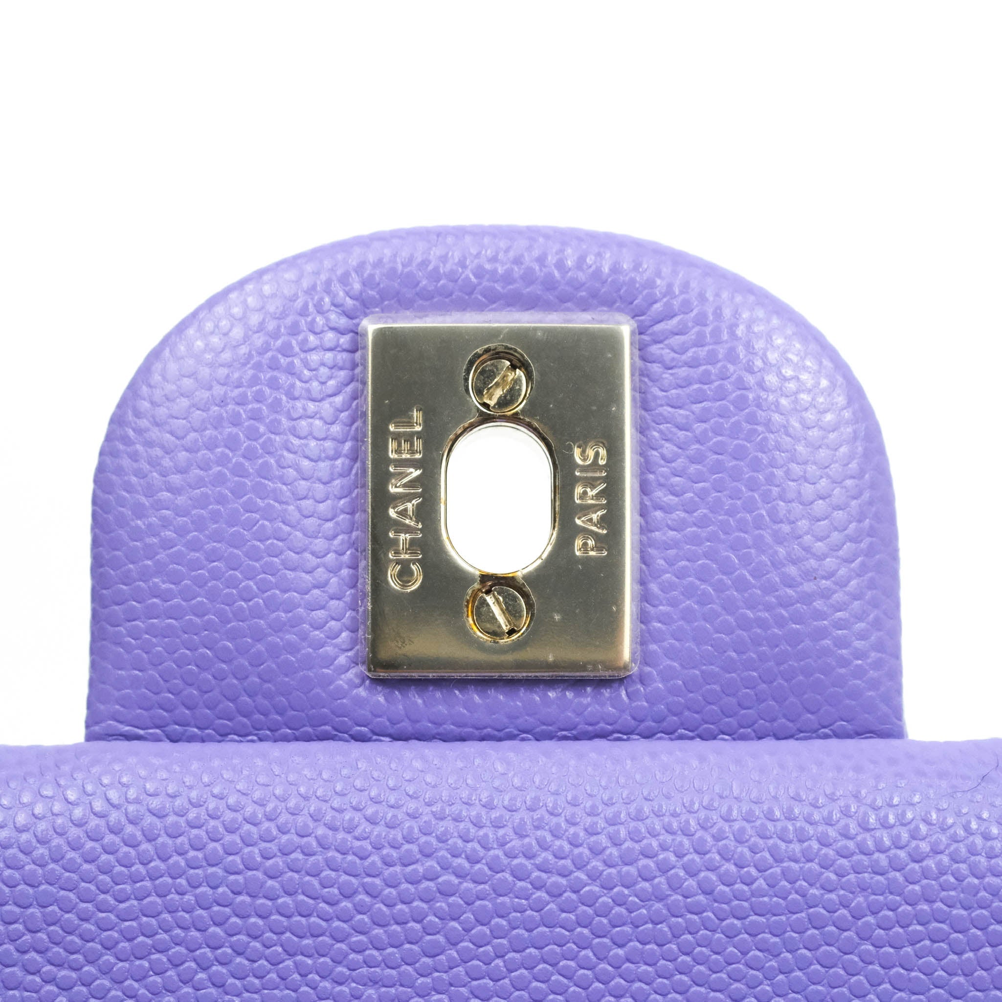 Chanel Classic M/L Medium Double Flap Purple Caviar Gold Hardware 20S –  Coco Approved Studio