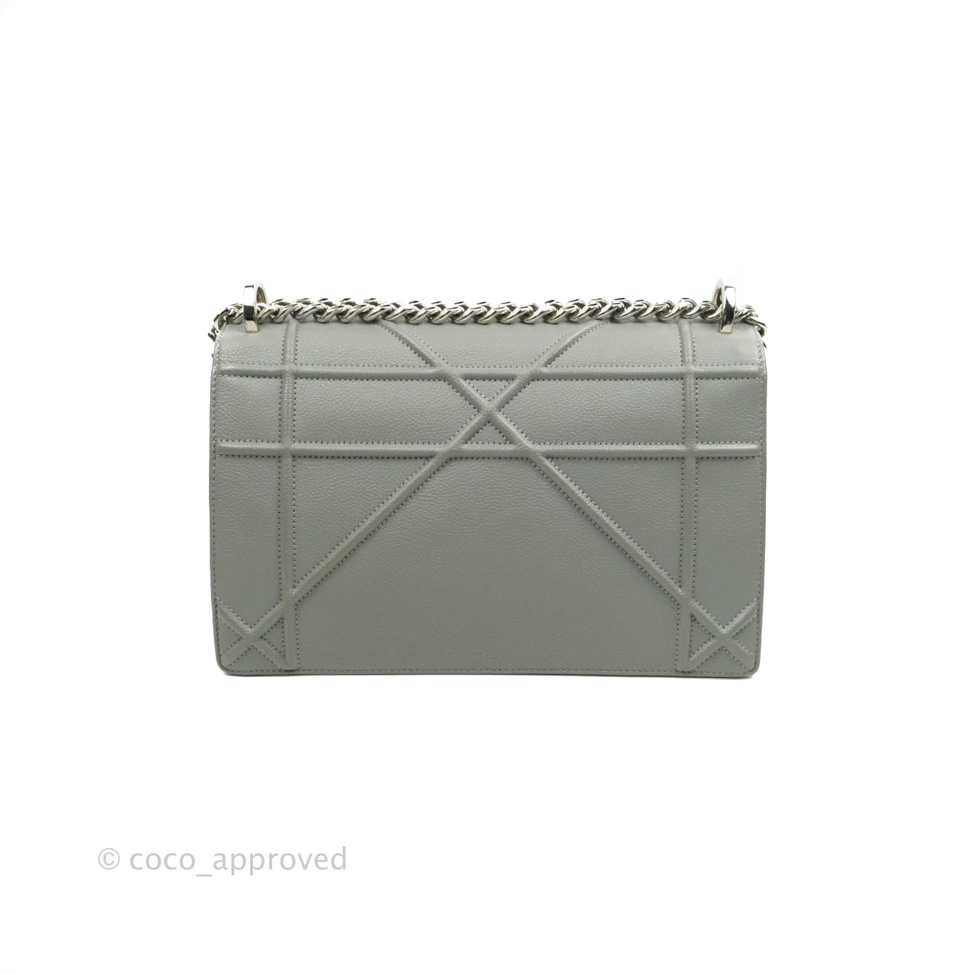 Christian Dior Medium Diorama Calfskin Flap Bag Grey Silver Hardware – Coco  Approved Studio