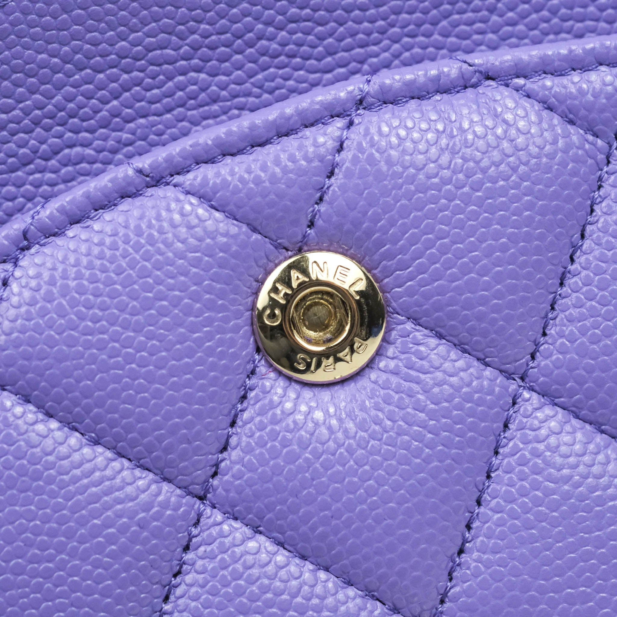 Chanel Classic M/L Medium Double Flap Purple Caviar Gold Hardware