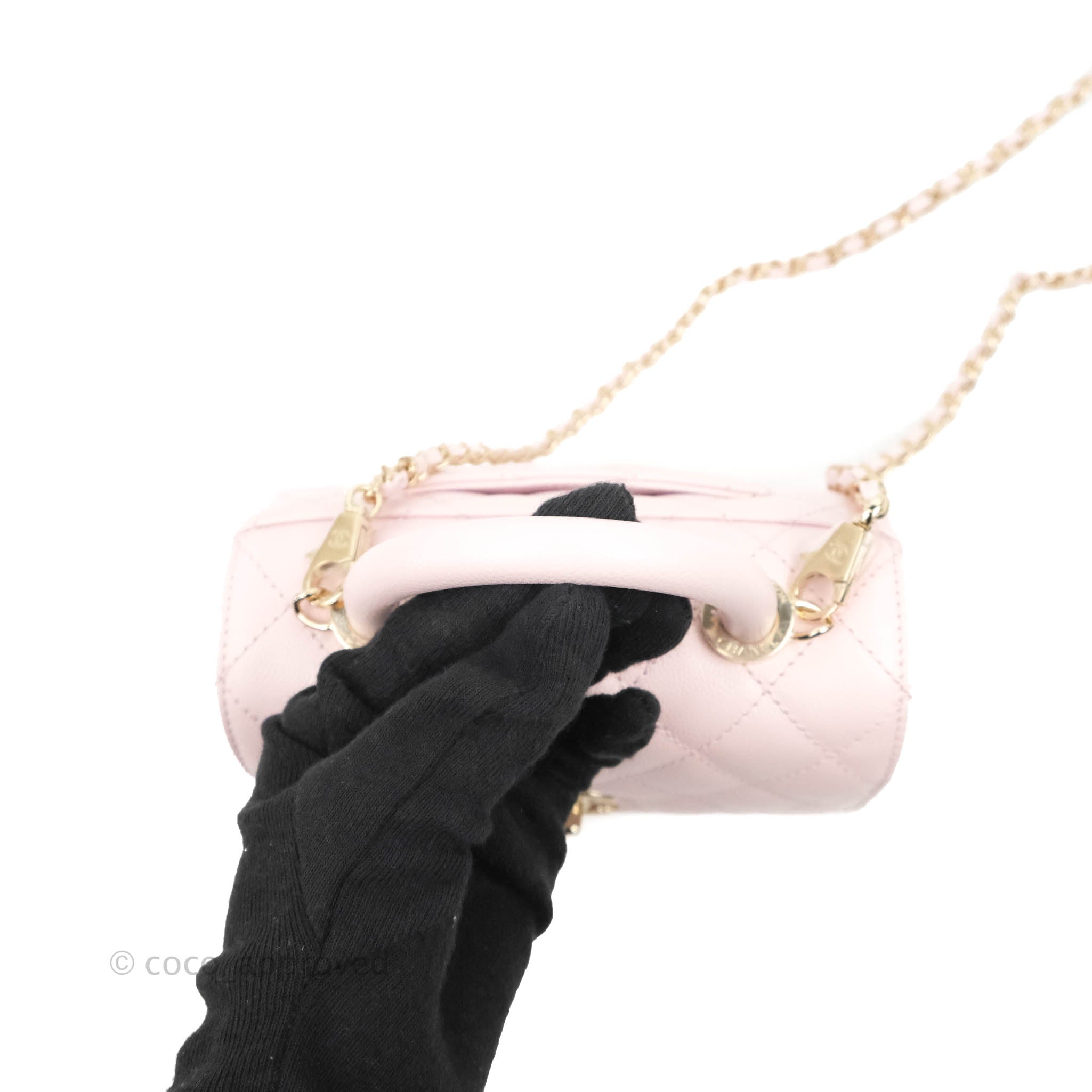 Chanel Mini Coco Handle Quilted Light Pink Caviar Gold Hardware