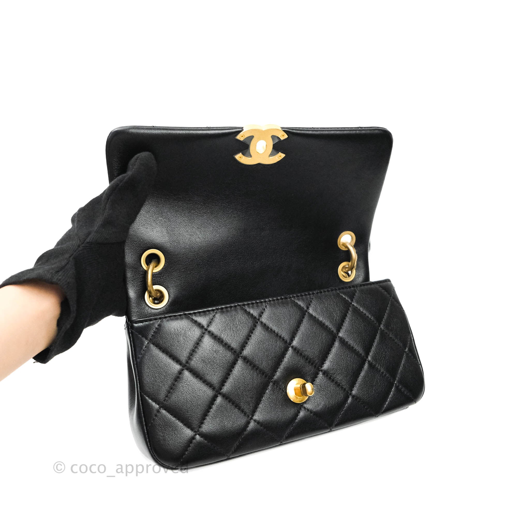 Chanel Classic Double Flap Medium Shoulder Bag Black Lambskin