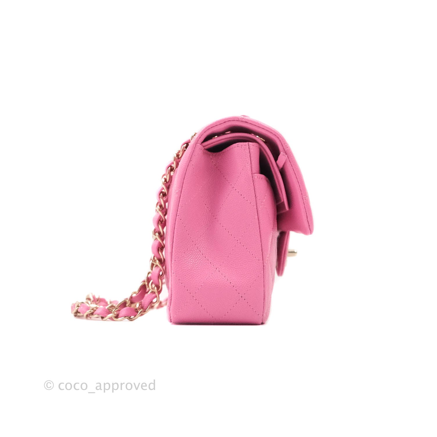 Chanel 2021 Small Pink Caviar Double Classic Flap Bag GHW – I MISS
