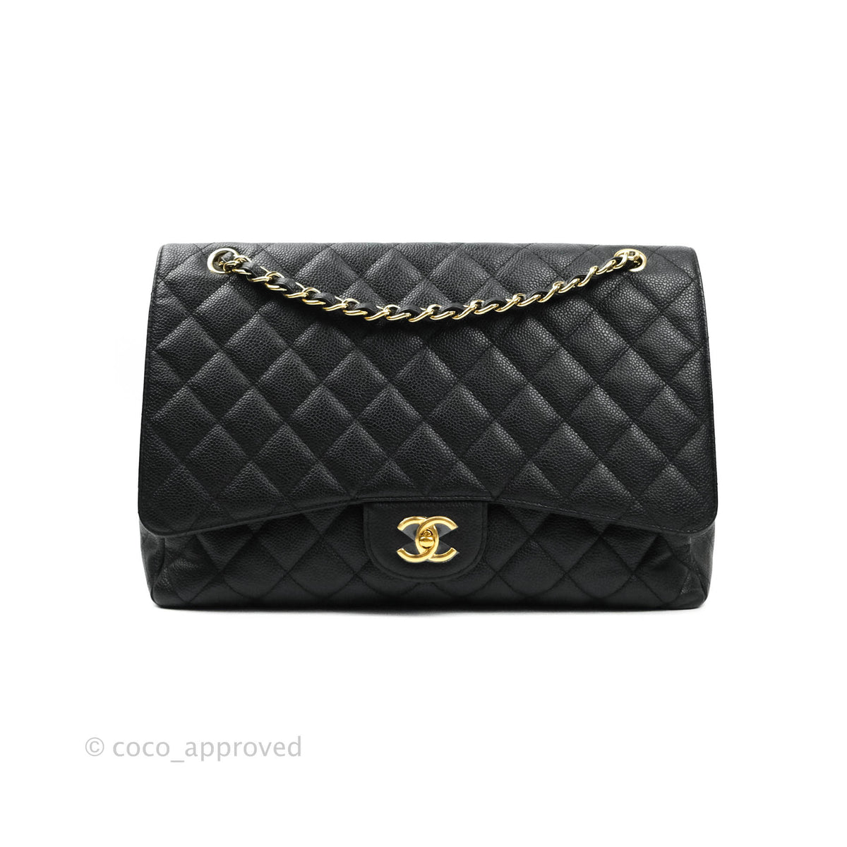 Chanel Classic Single Flap Maxi Black Caviar Gold Hardware – Coco