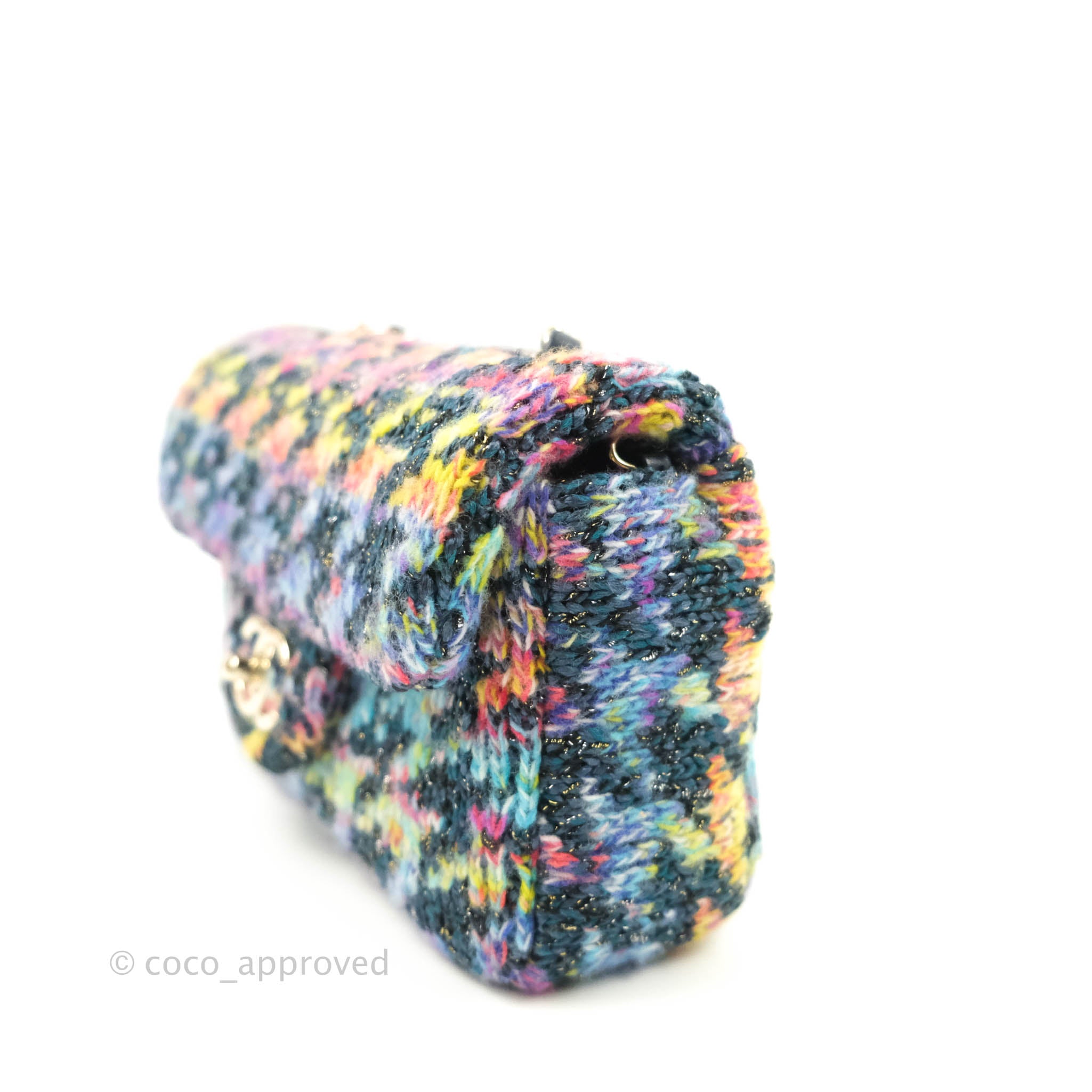 Chanel Mini Rectangular Rainbow Houndstooth Wool Tweed Flap Gold Hardw –  Coco Approved Studio