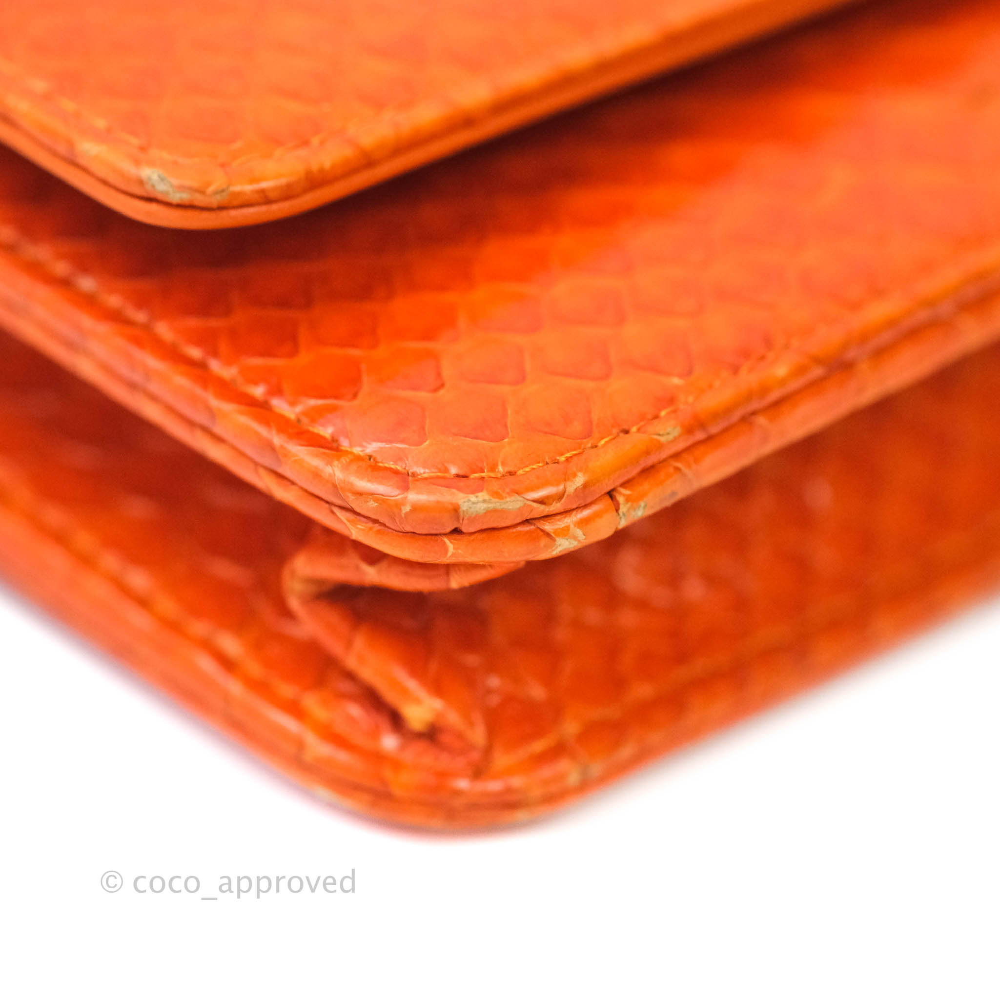 Chanel Wallet on Chain WOC Orange Python Aged Gold Hardware – Coco