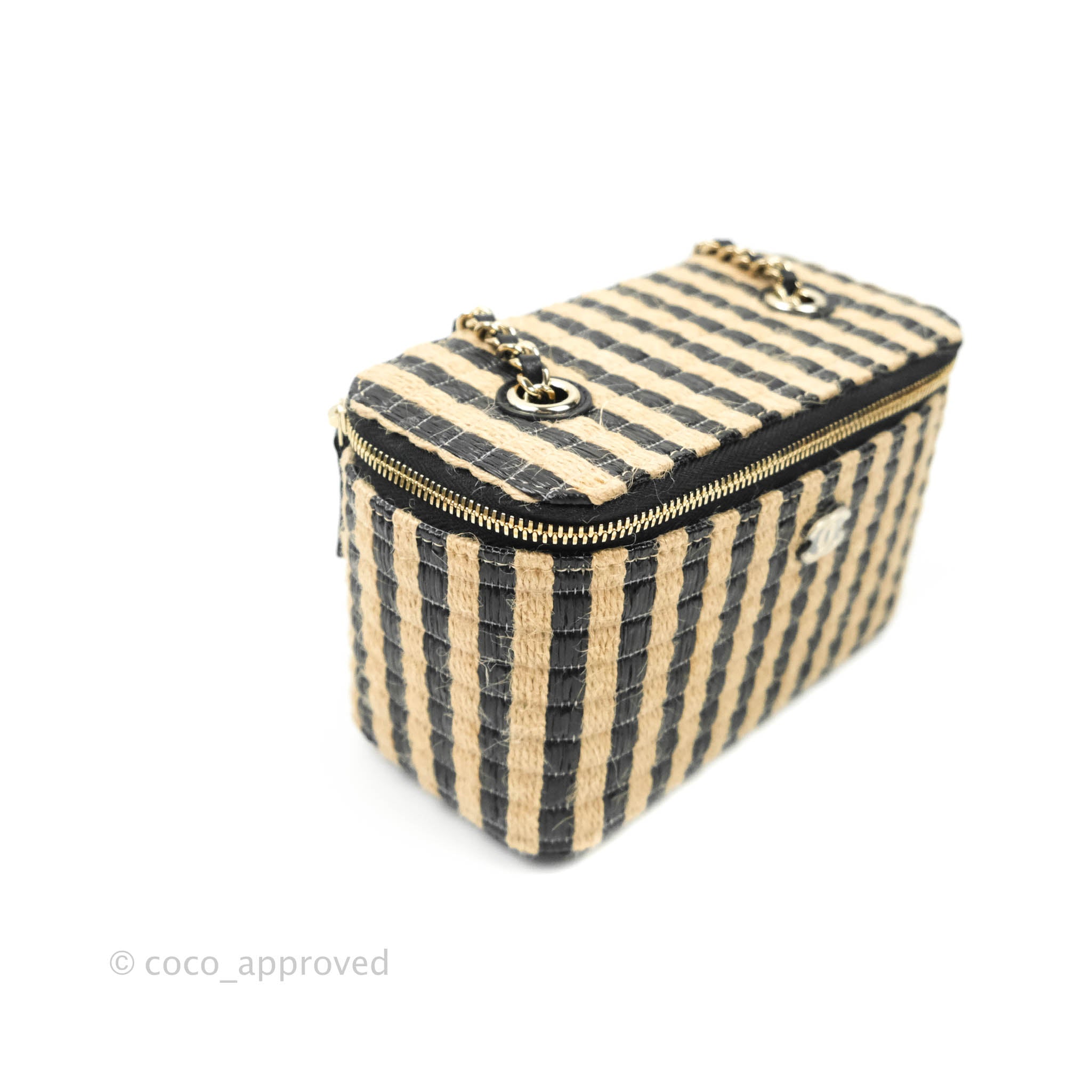 Chanel Vanity with Chain Raffia Jute Thread Black & Beige Gold Hardwar –  Coco Approved Studio