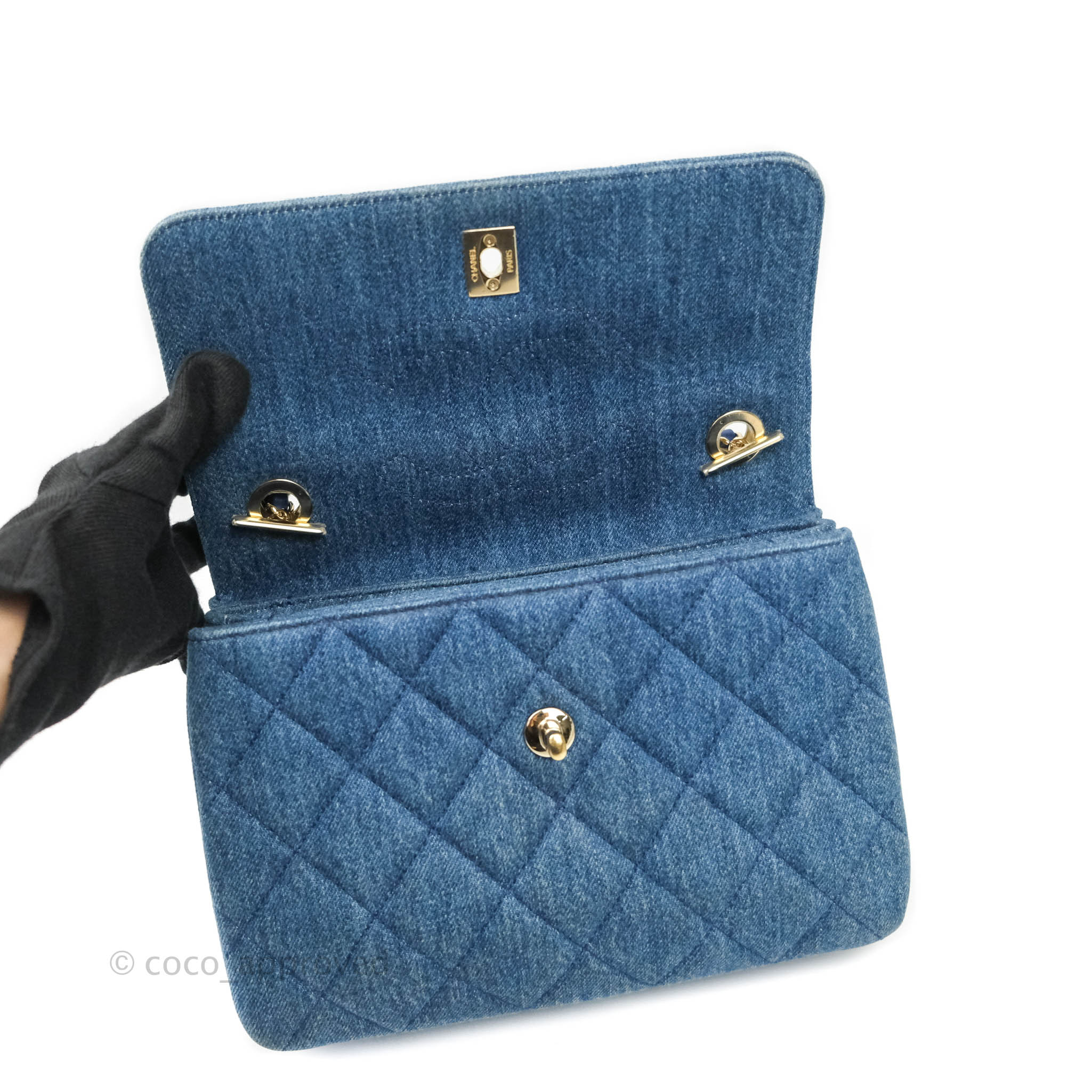 Chanel Trendy CC Small Navy Denim Gold Hardware – Coco Approved Studio