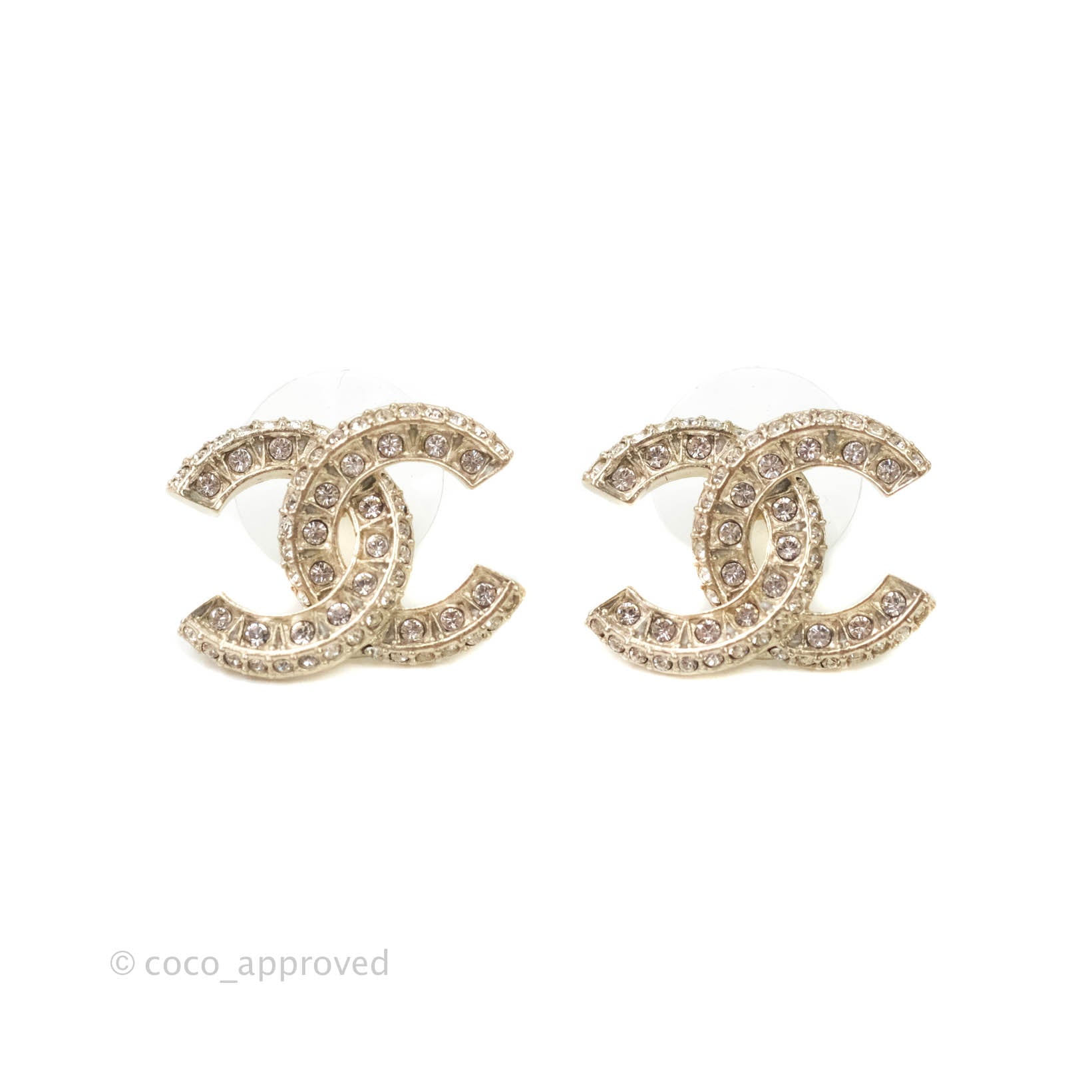 Chanel Crystal CC Earrings Gold Tone 21V – Coco Approved Studio