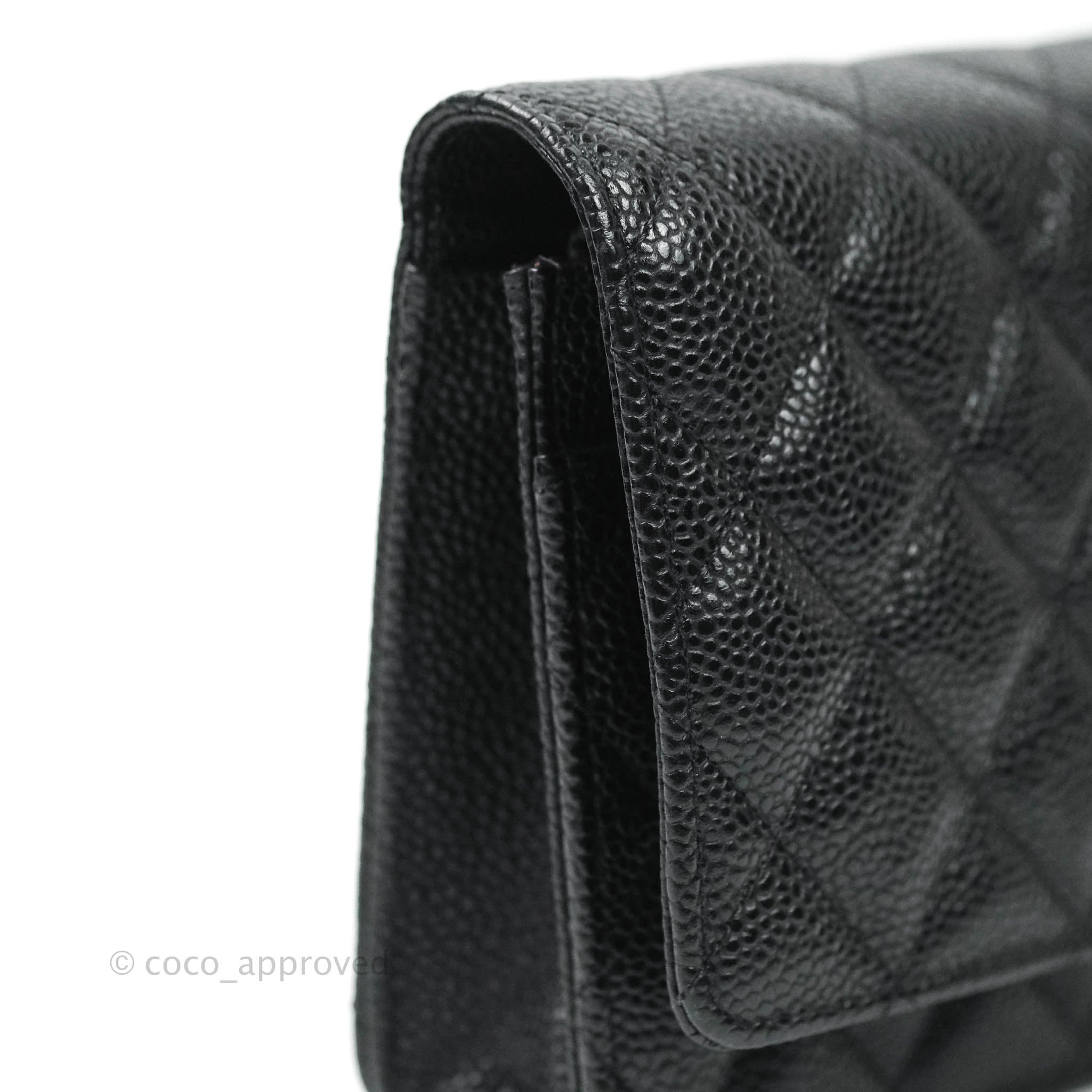 Chanel Caviar Chevron Quilted Wallet On Chain WOC Black