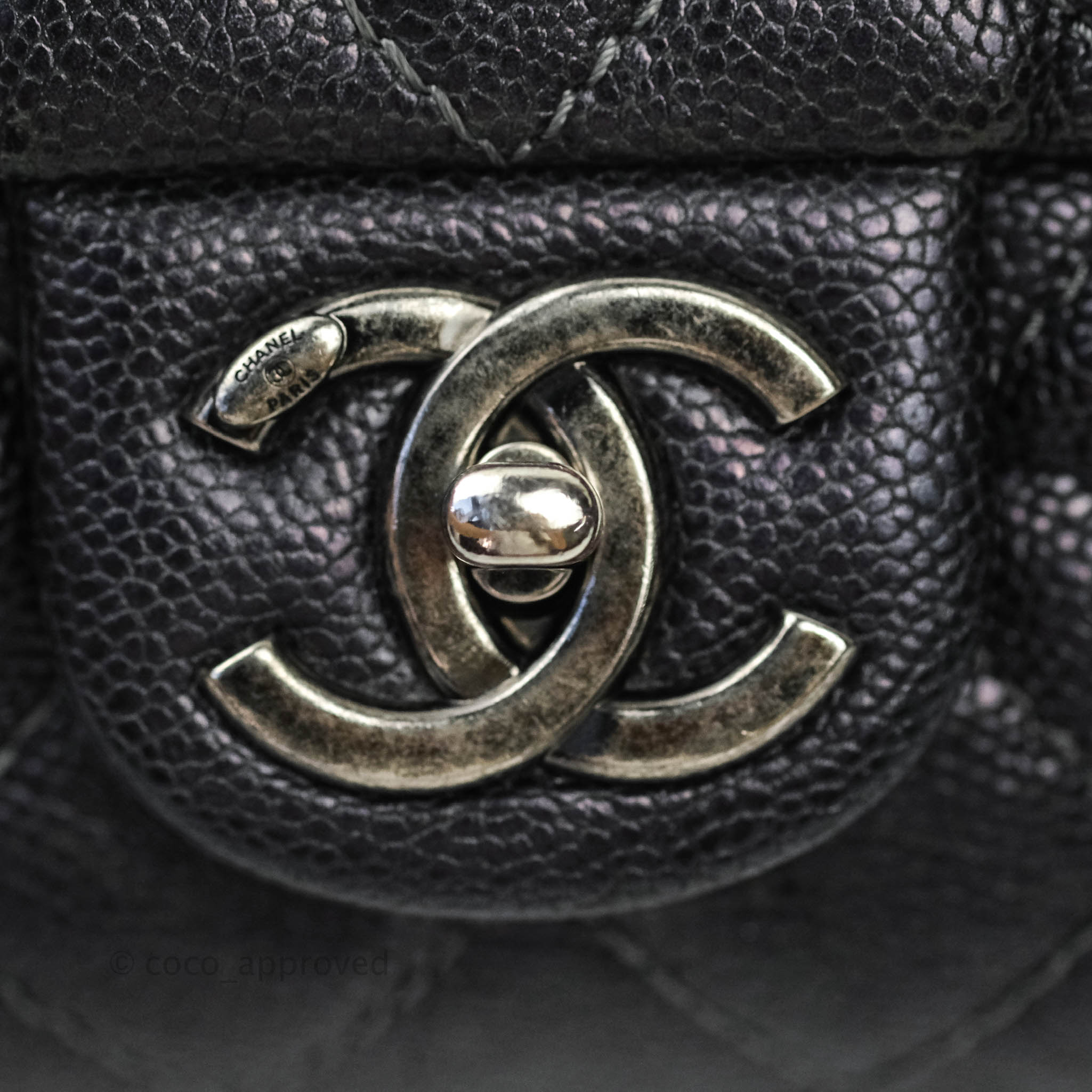 Chanel Jumbo Easy Flap Bag Caviar Dark Grey Ruthenium Hardware