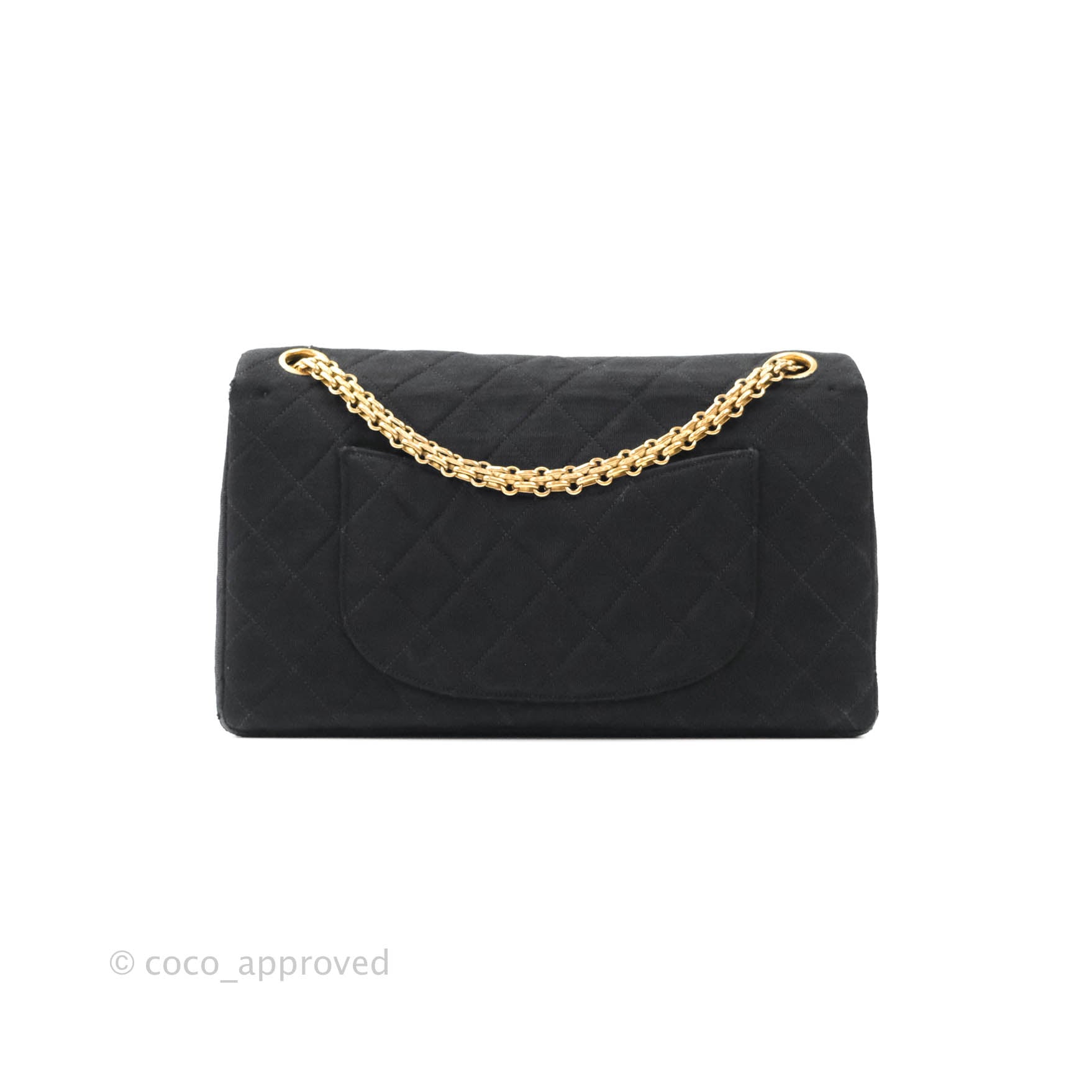 Chanel Black Quilted Jersey Medium Classic Double Flap Bag Gold Hardwa –  Coco Approved Studio