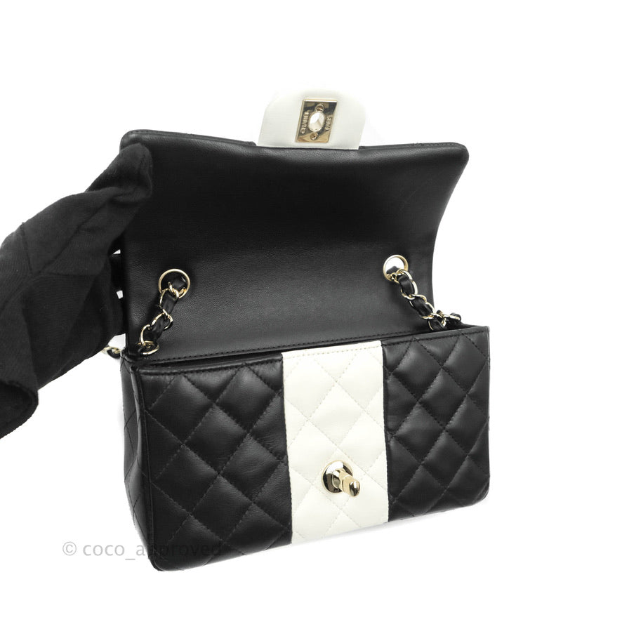 Rare Chanel Classic single flap shoulder bag in black/beige quilted lambskin,  SHW For Sale at 1stDibs