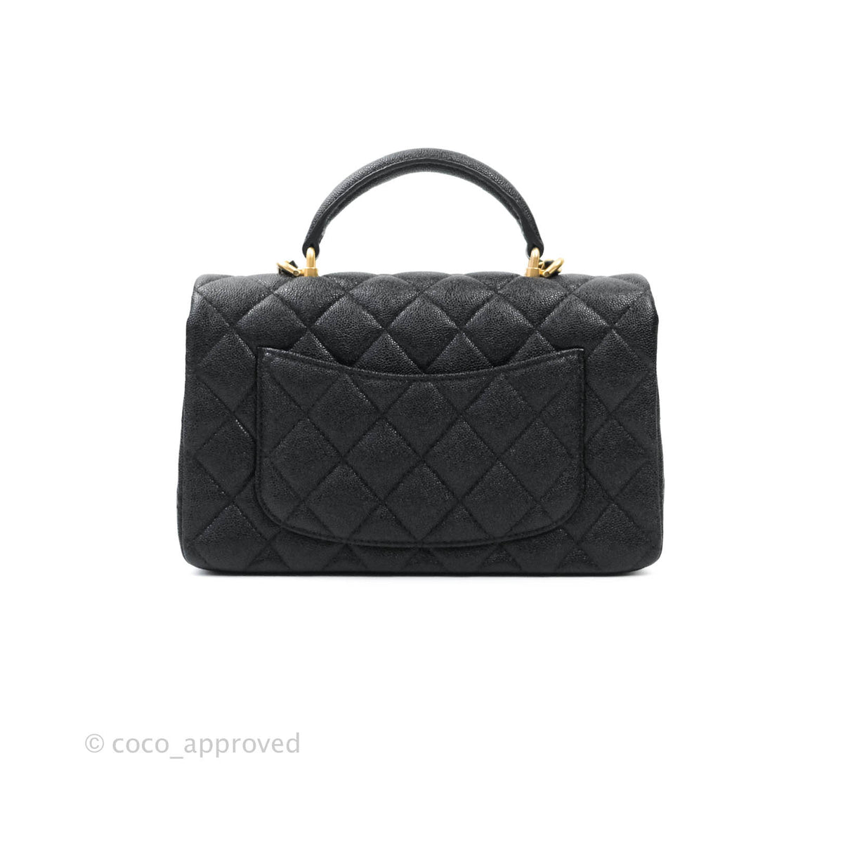 Chanel Top Handle Mini Rectangular Flap Bag Black Caviar Gold Hardware 21S