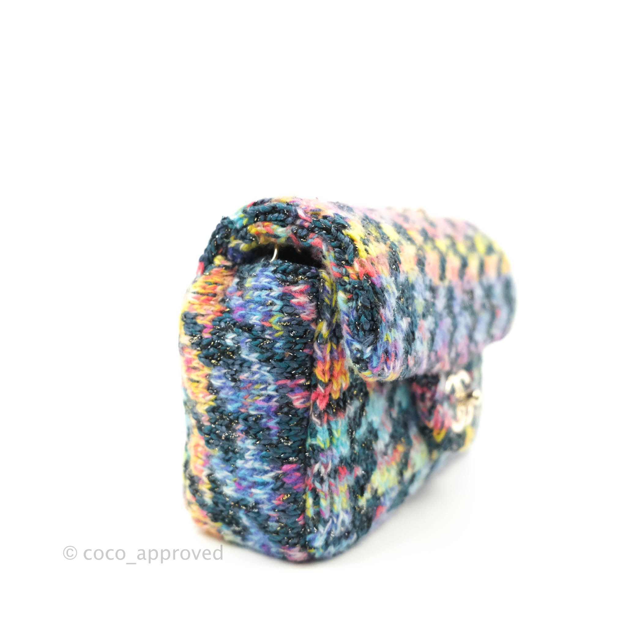 Chanel Rainbow Tweed Houndstooth Wool Rectangular Mini Flap Bag