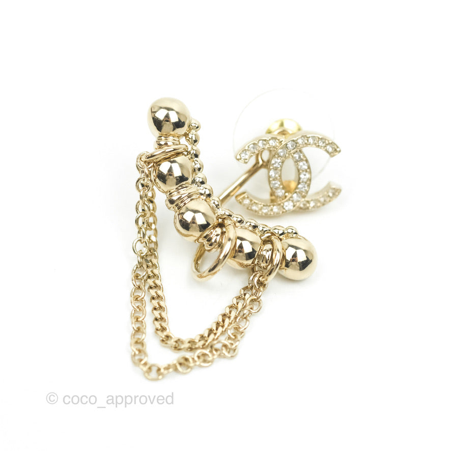 Chanel Crystal CC Earrings Ear Clip Gold Tone 22C – Coco Approved Studio