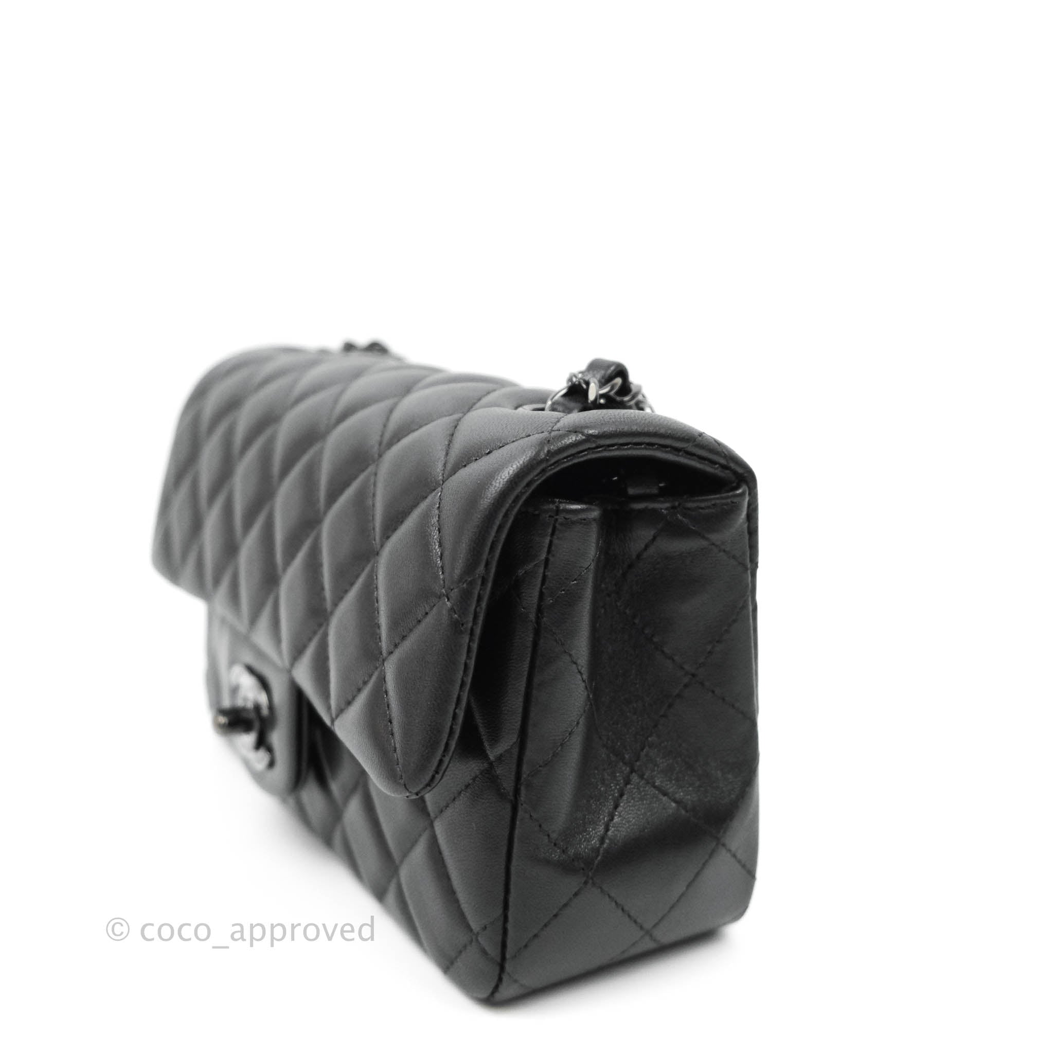 Chanel So Black Lambskin Mini Rectangular Classic Single Flap Bag, myGemma