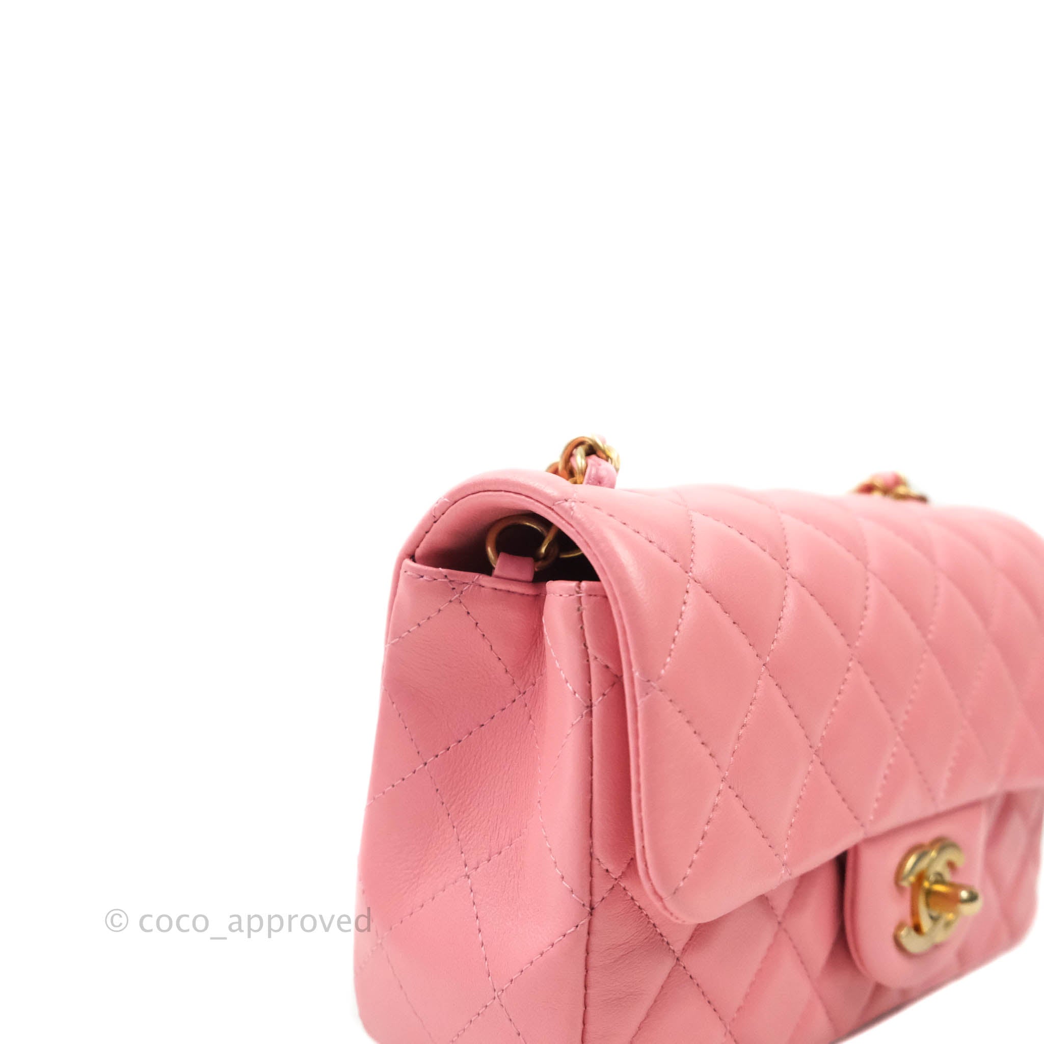 Chanel Classic Quilted Mini Rectangular Flap Pink Lambskin Aged Gold H – Coco  Approved Studio
