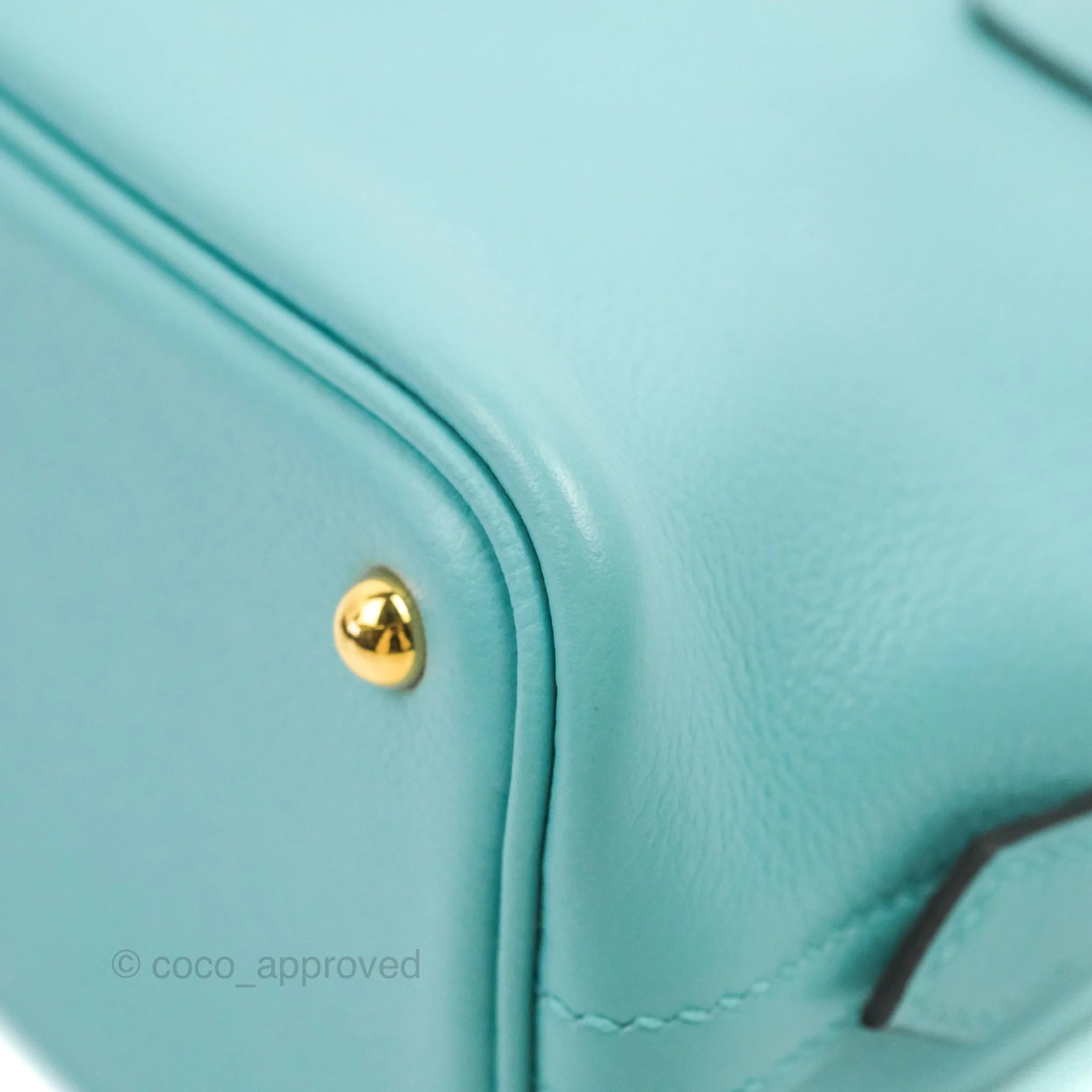 Hermes Mini Bolide 1923 Bleu Brume 25 Bag Evercolor Leather Gold Hardw –  Mightychic