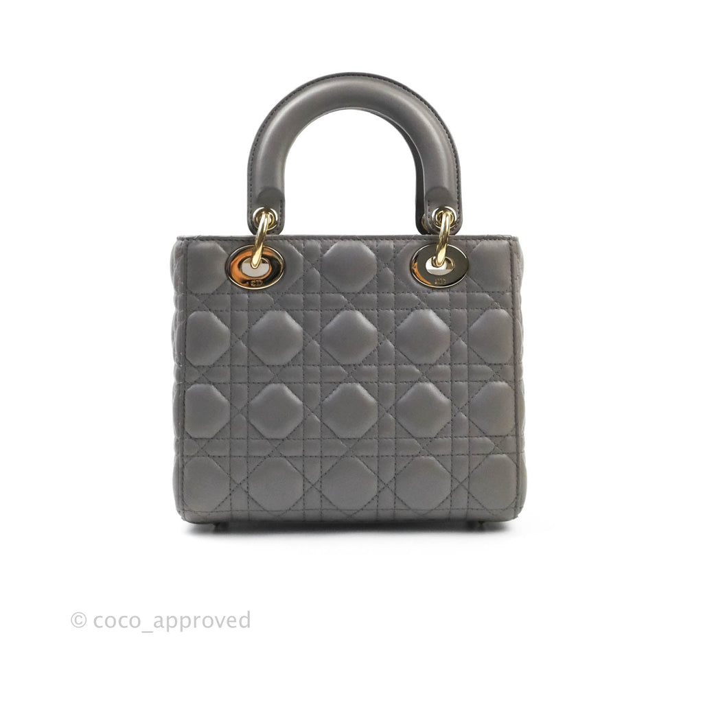 Christian Dior Lambskin My ABCDior Lady Dior Grey Gold Hardware