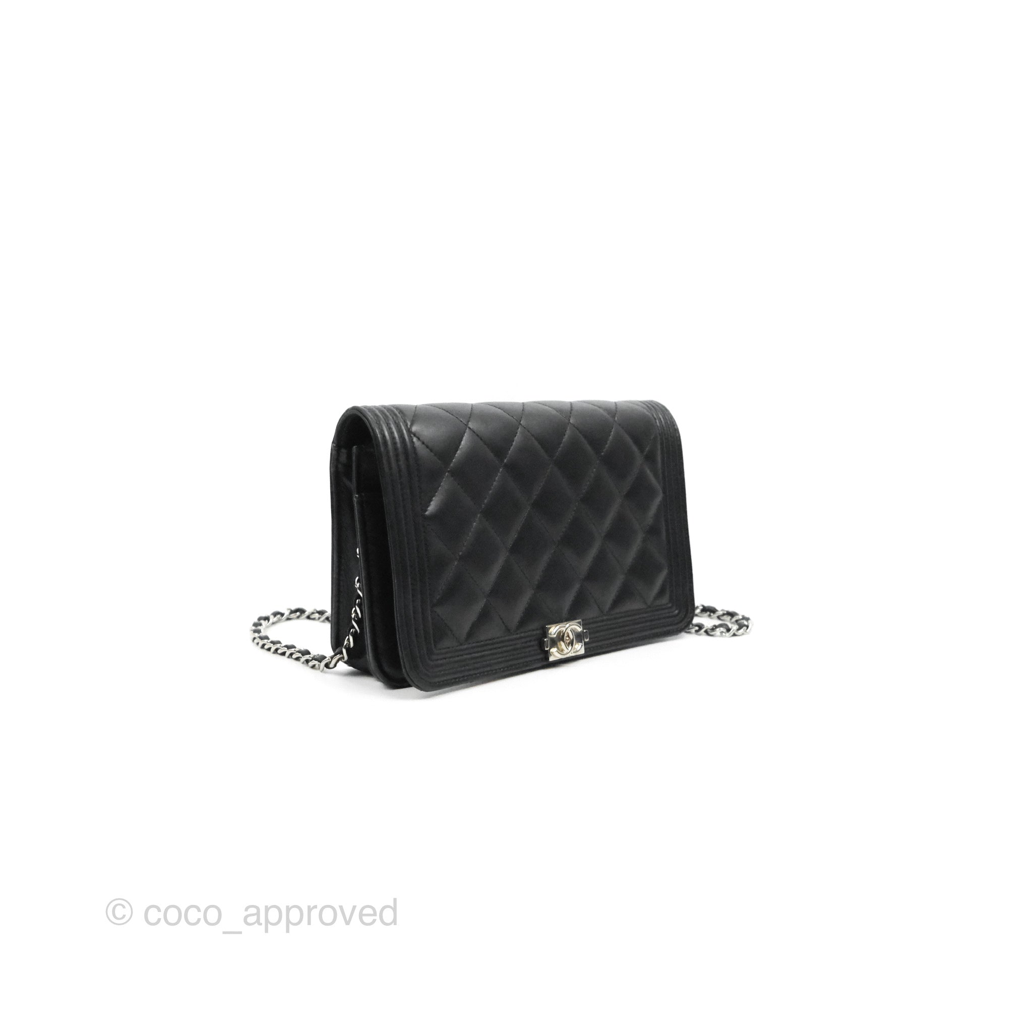 Chanel Wallet on Chain Black Lambskin with Silver Hardware