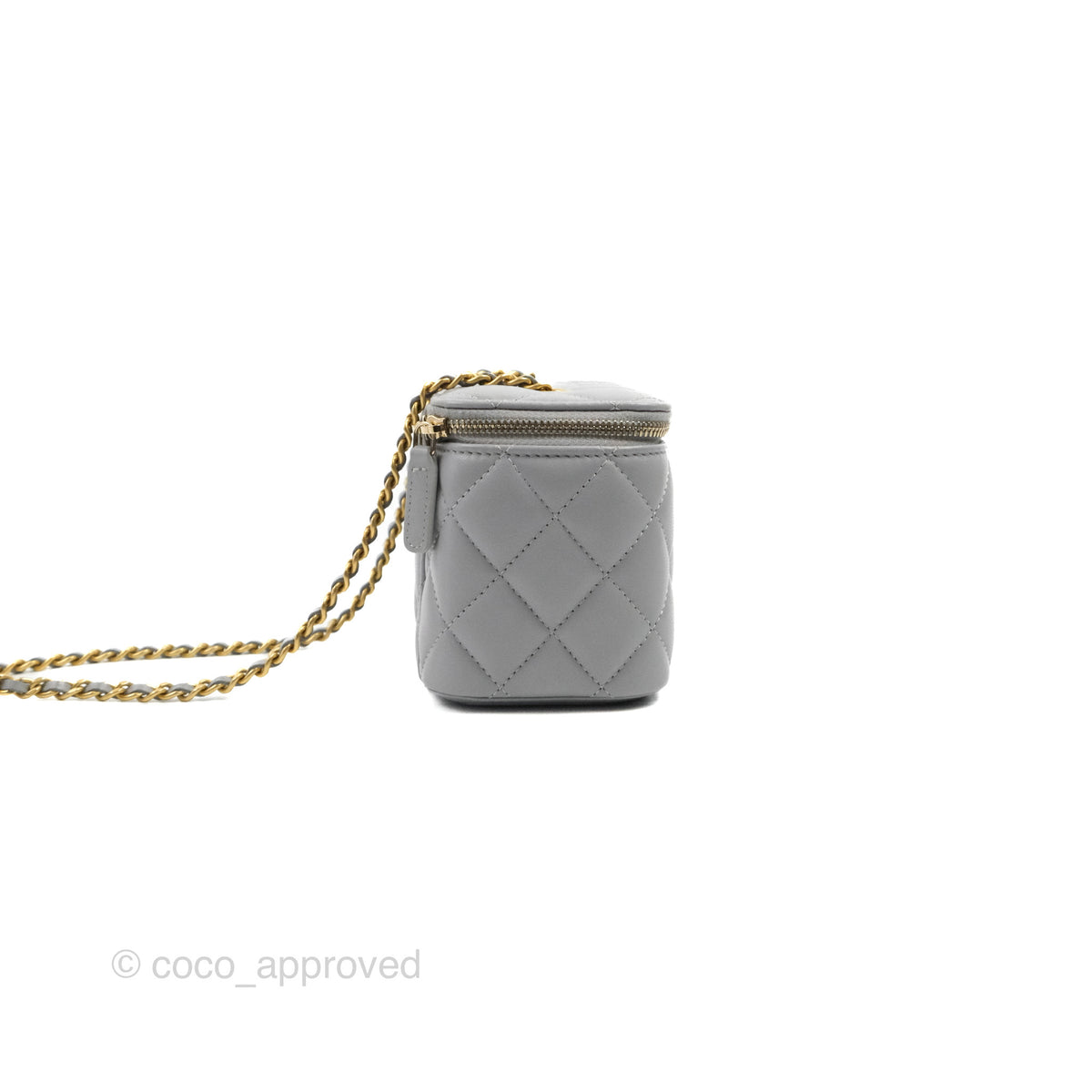 Chanel Pearl Crush Vanity With Chain Grey Lambskin Aged Gold Hardware ...