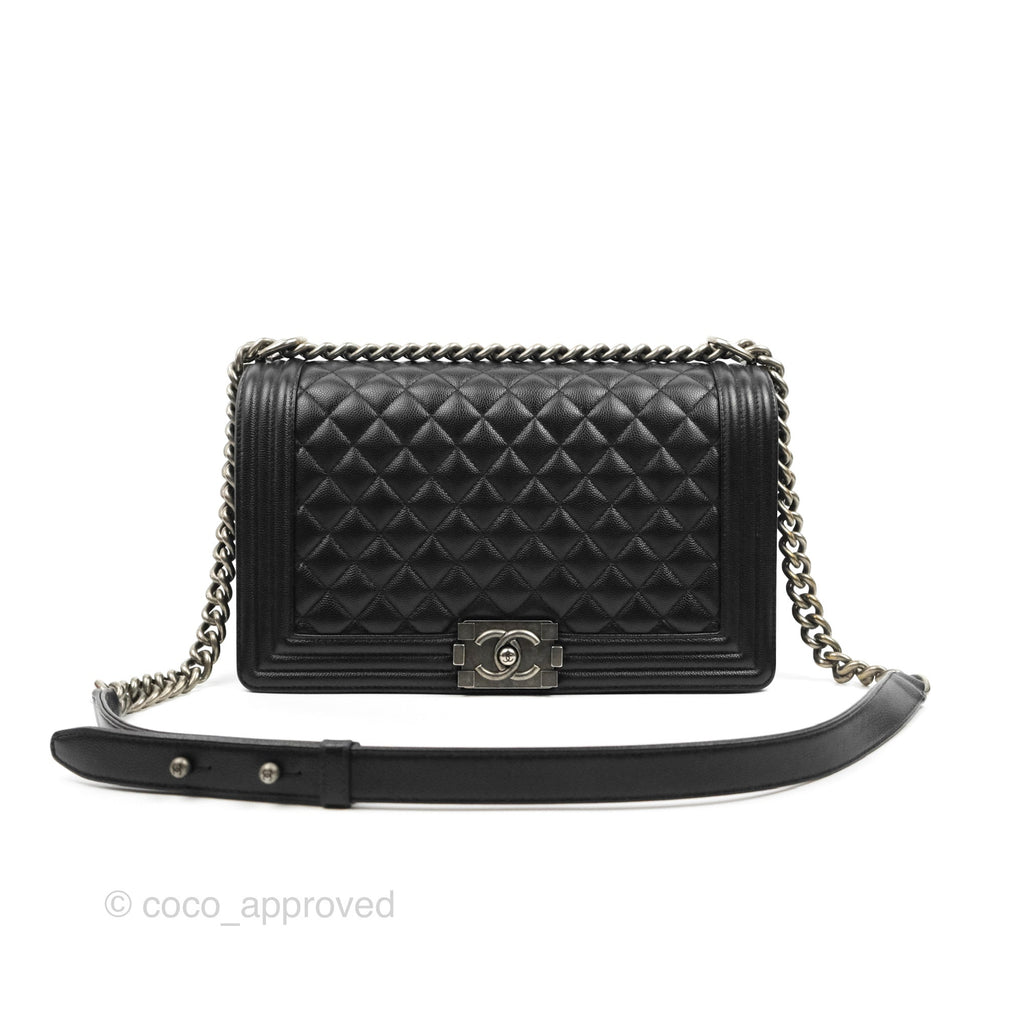 Chanel Quilted Large Boy Black Caviar Ruthenium Hardware