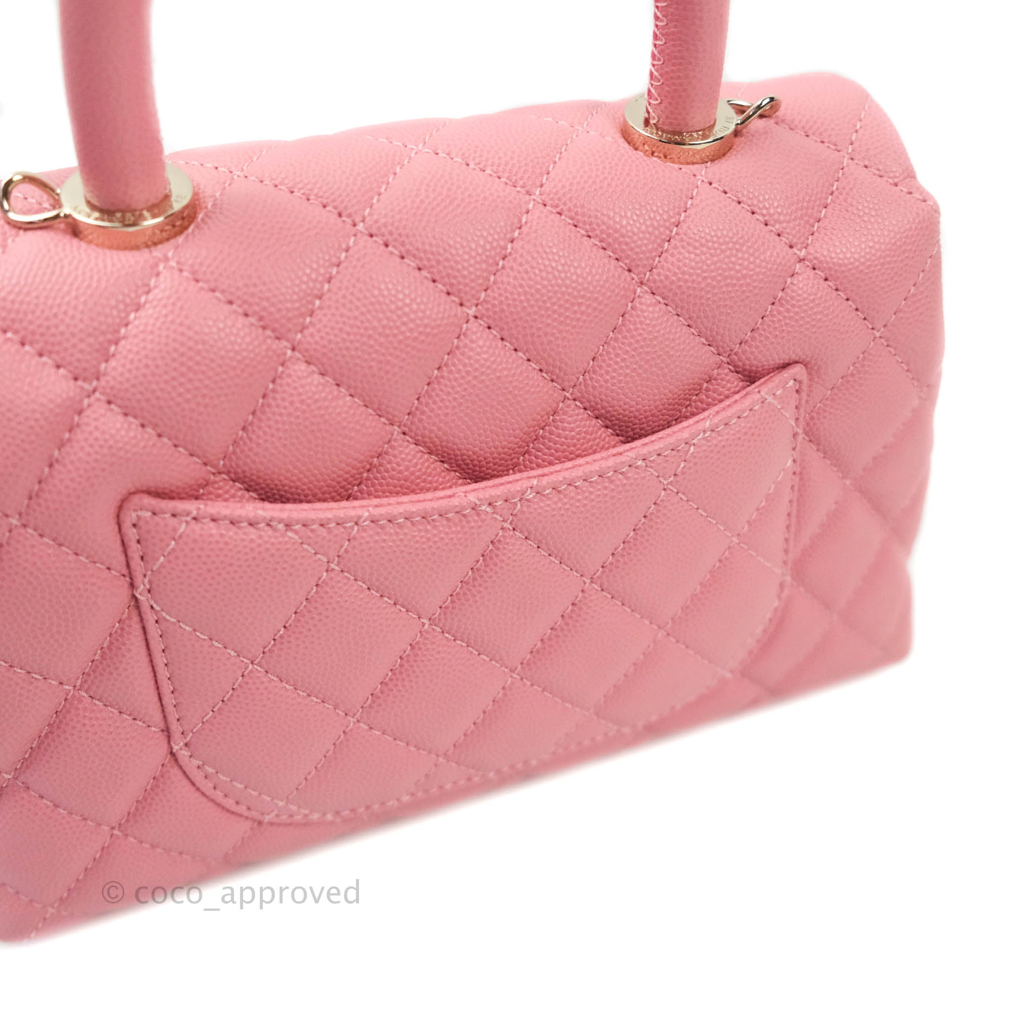 Chanel Mini (Small) Coco Handle Quilted Pink Caviar Gold Hardware