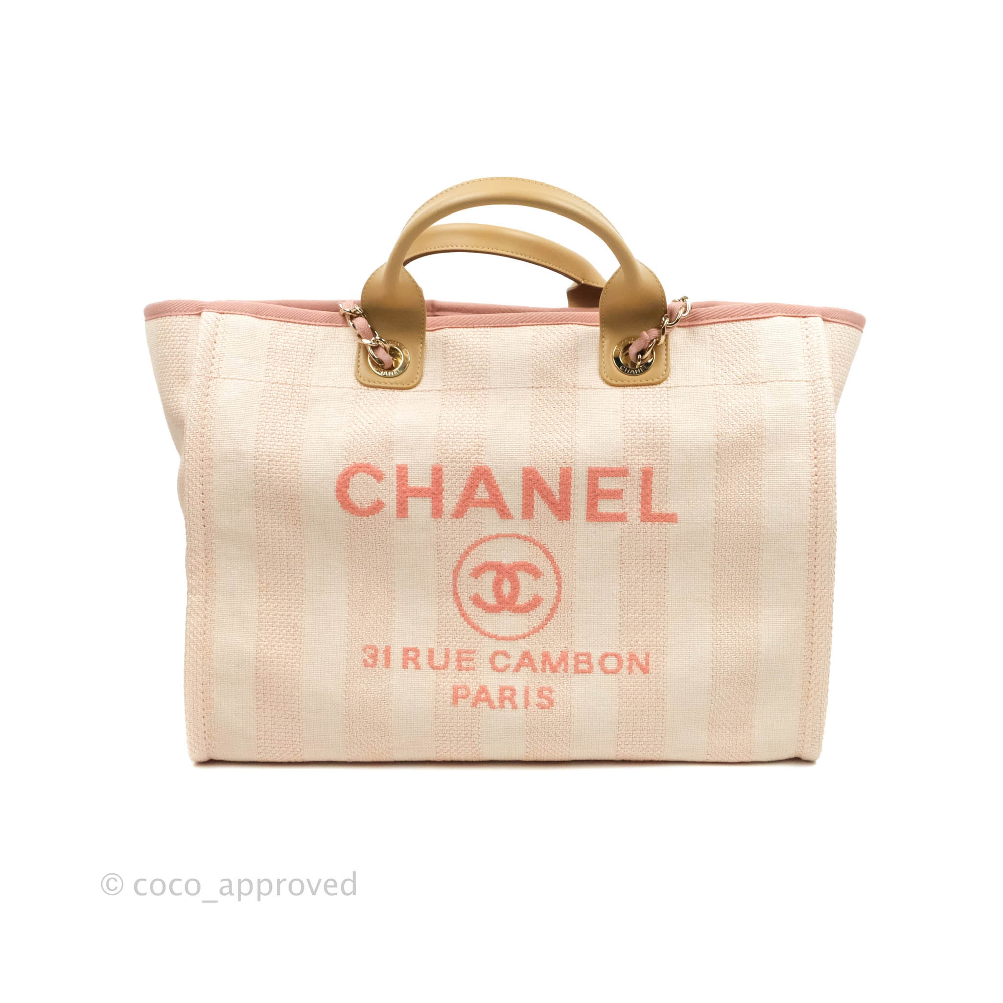 CHANEL Deauville Straw Raffia Calfskin Striped Multicolor Bag, Luxury, Bags  & Wallets on Carousell