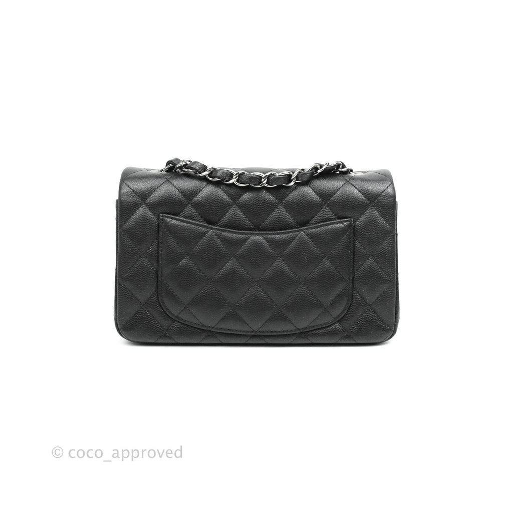 Chanel Quilted Mini Rectangular Iridescent Black Caviar Gun Metal