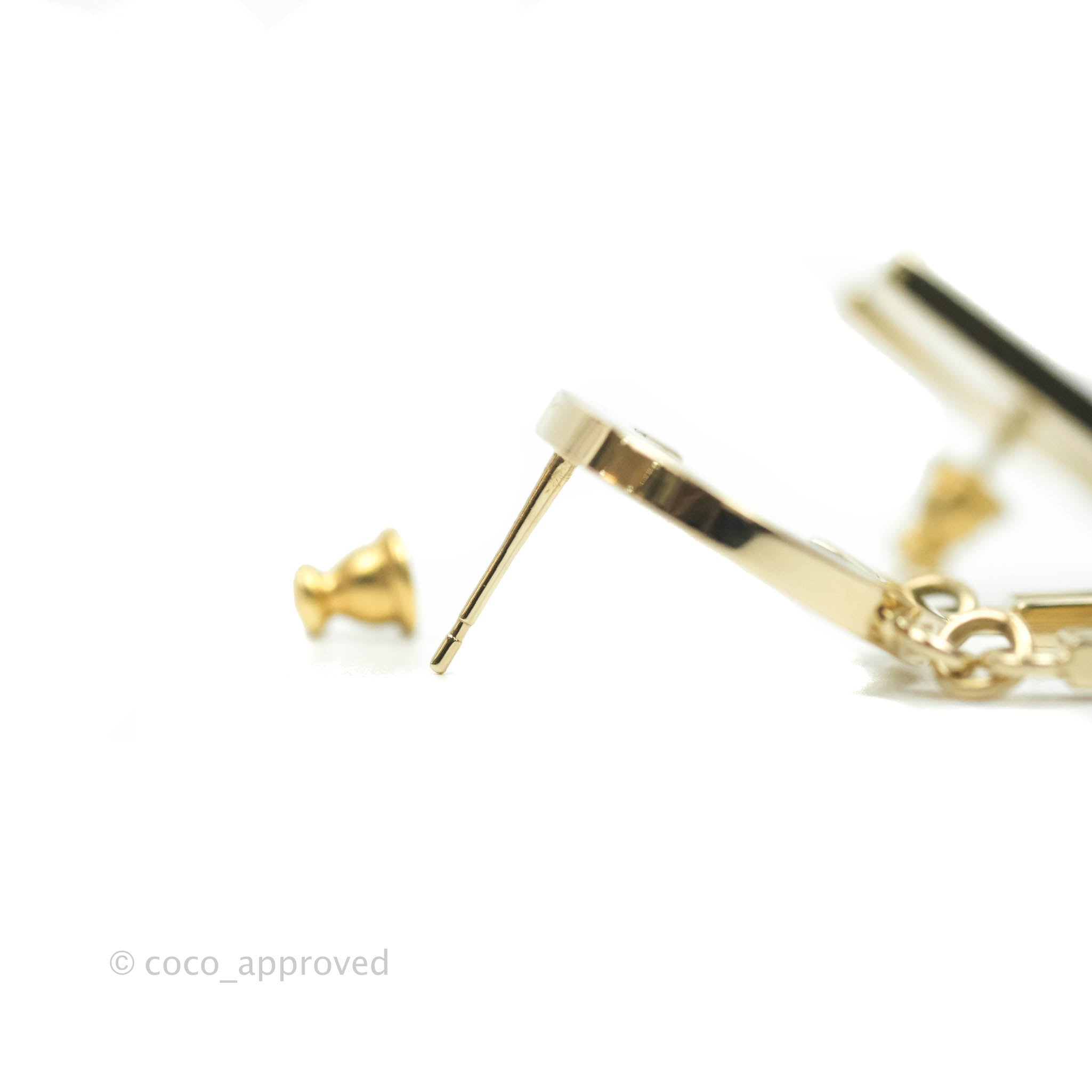 CHANEL Crystal Cha-Nel Logo Drop Earrings Gold 1270089