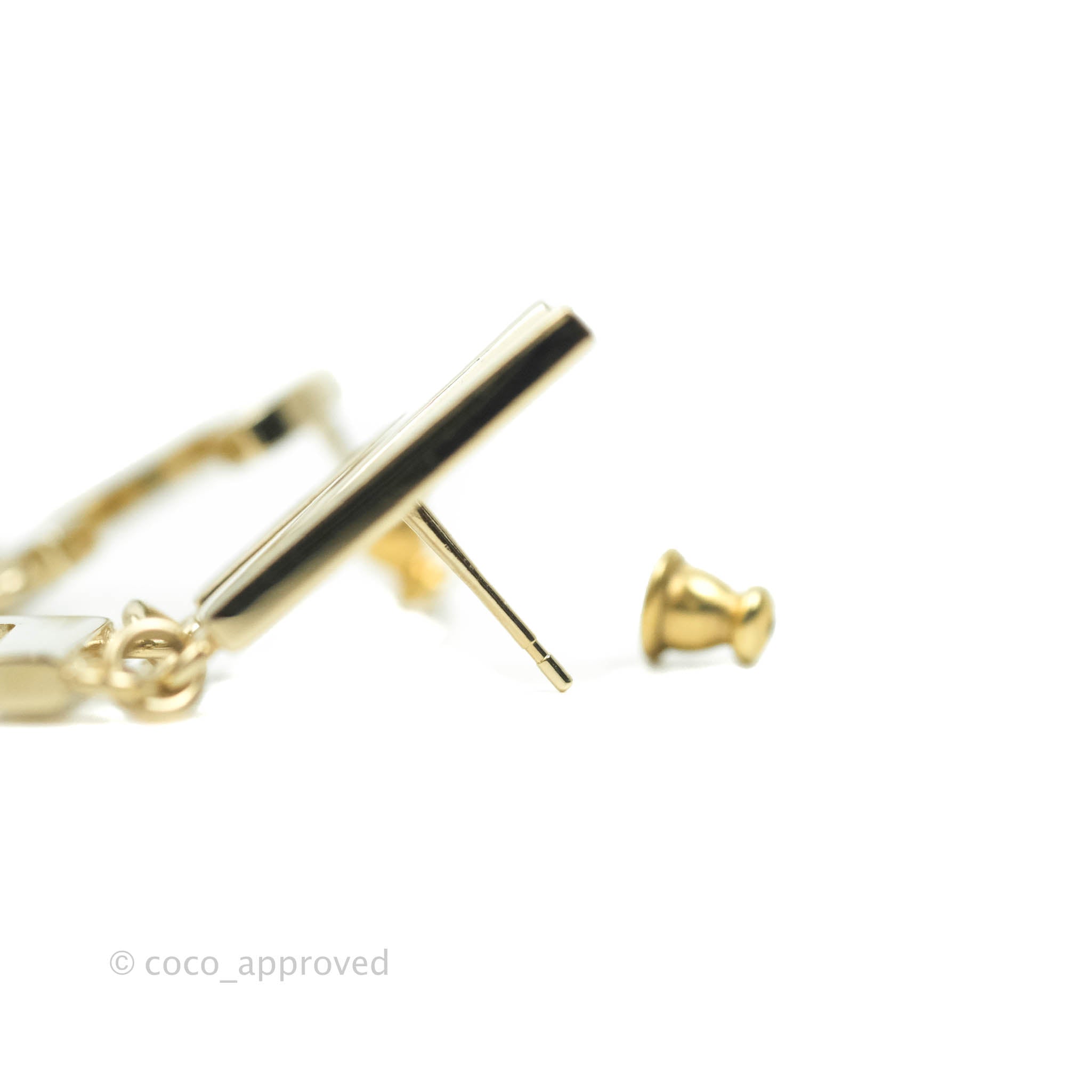 Chanel Letter Cha-Nel Logo Drop Earrings Gold Tone 20V – Coco Approved  Studio